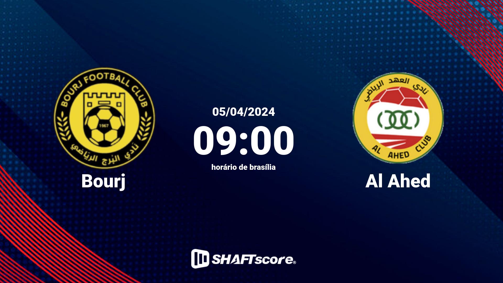 Estatísticas do jogo Bourj vs Al Ahed 05.04 09:00