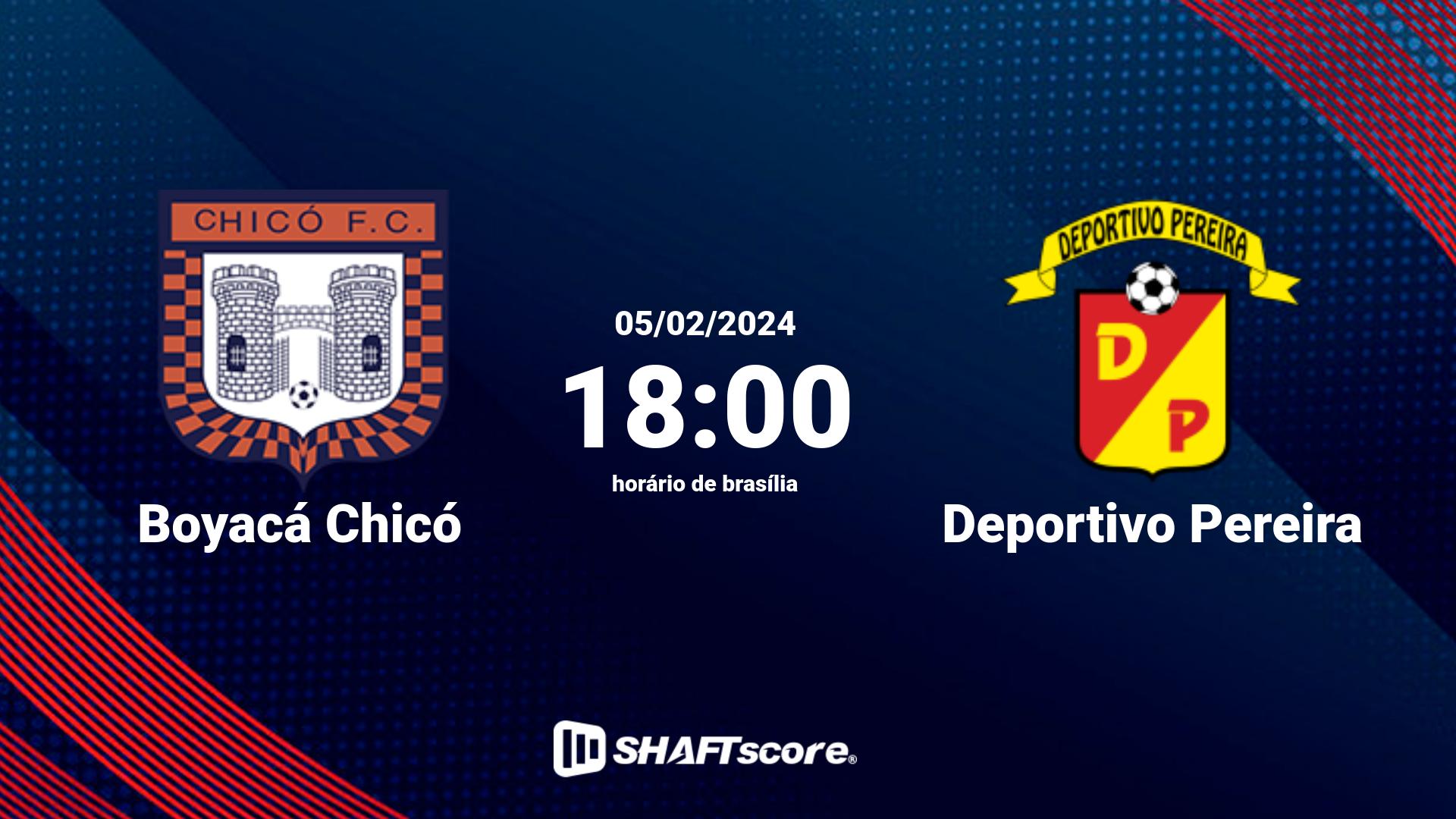 Estatísticas do jogo Boyacá Chicó vs Deportivo Pereira 05.02 18:00