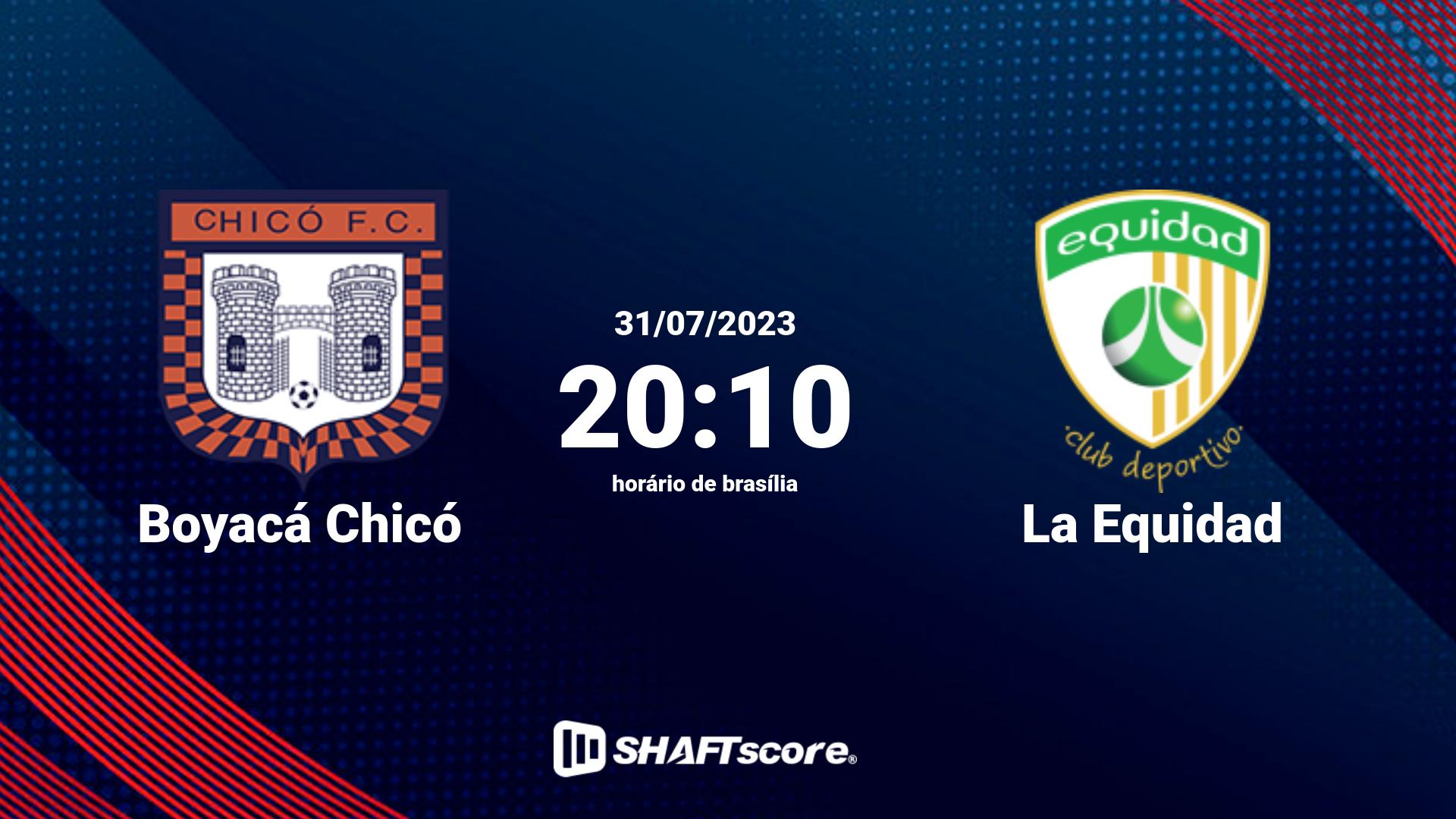 Estatísticas do jogo Boyacá Chicó vs La Equidad 31.07 20:10