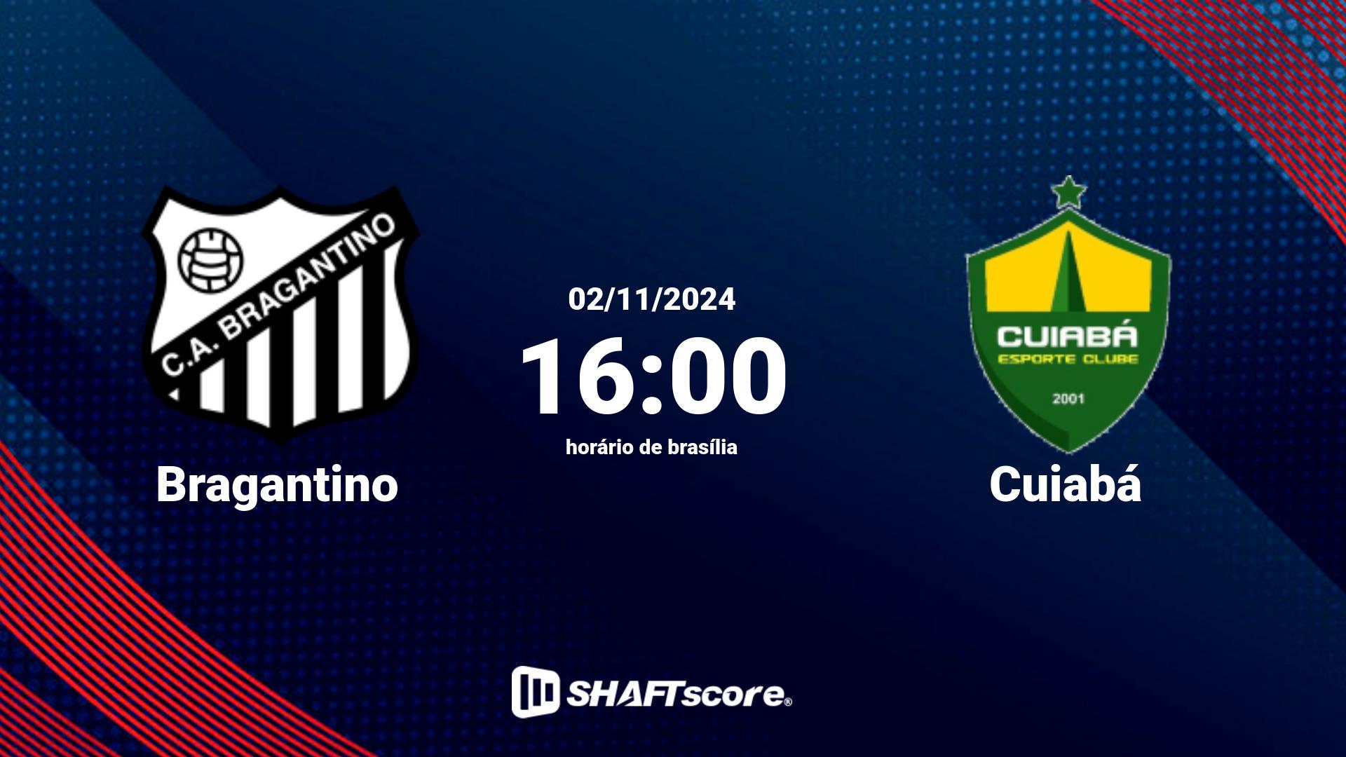 Estatísticas do jogo Bragantino vs Cuiabá 02.11 16:00