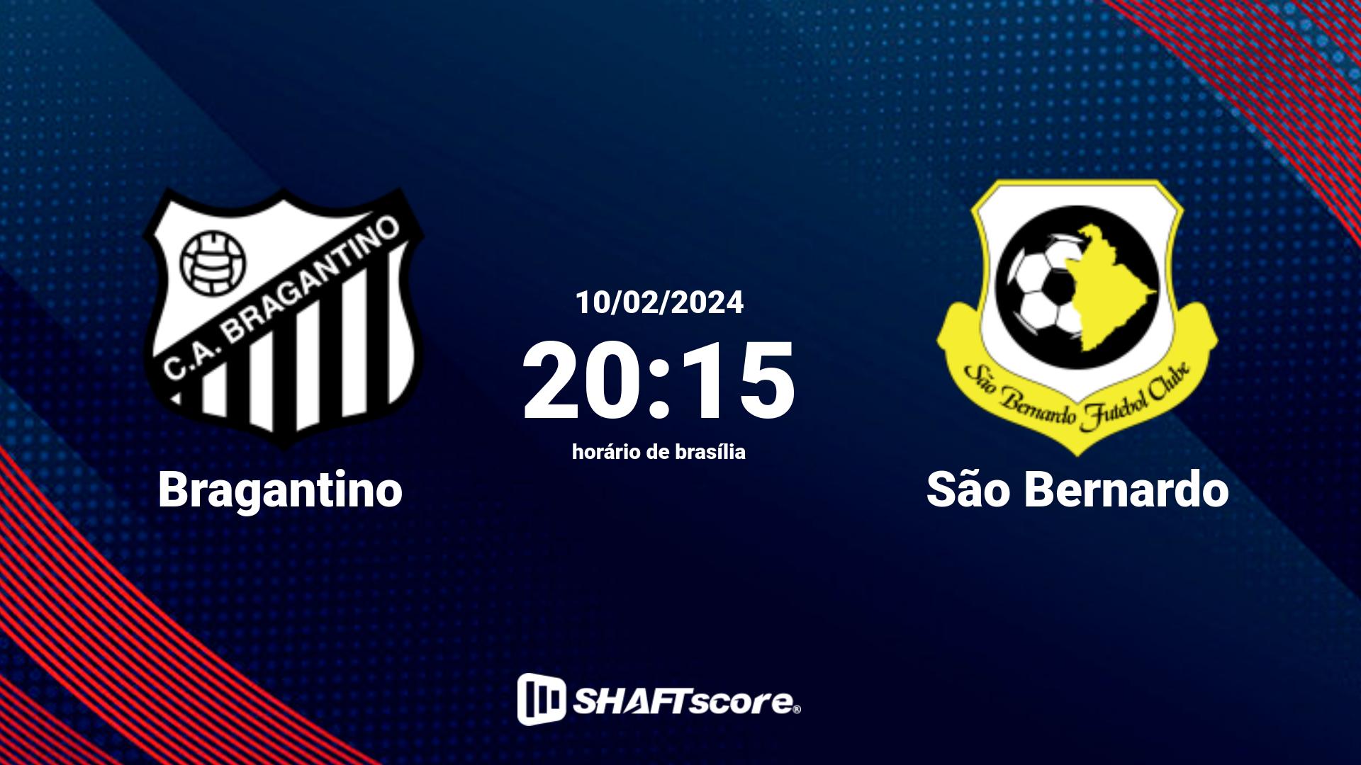 Estatísticas do jogo Bragantino vs São Bernardo 10.02 20:15