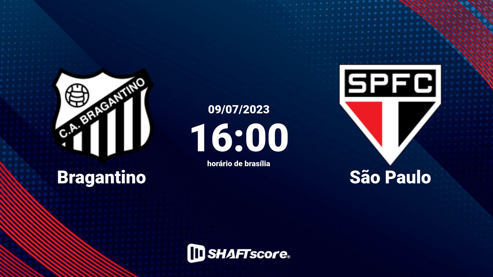 Estatísticas do jogo Bragantino vs São Paulo 09.07 16:00