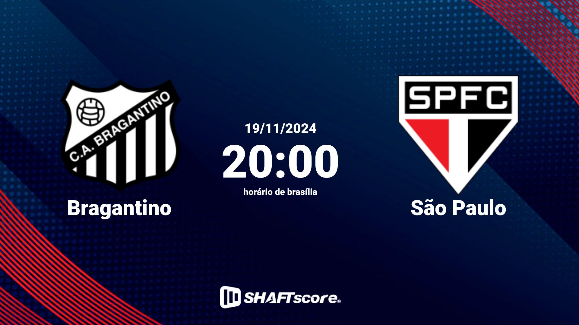 Estatísticas do jogo Bragantino vs São Paulo 19.11 20:00