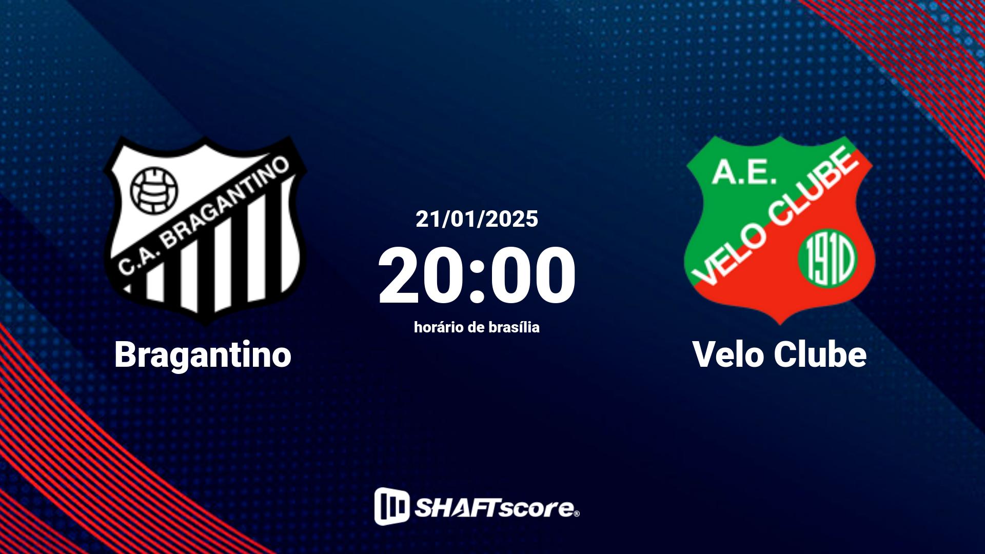 Estatísticas do jogo Bragantino vs Velo Clube 21.01 20:00