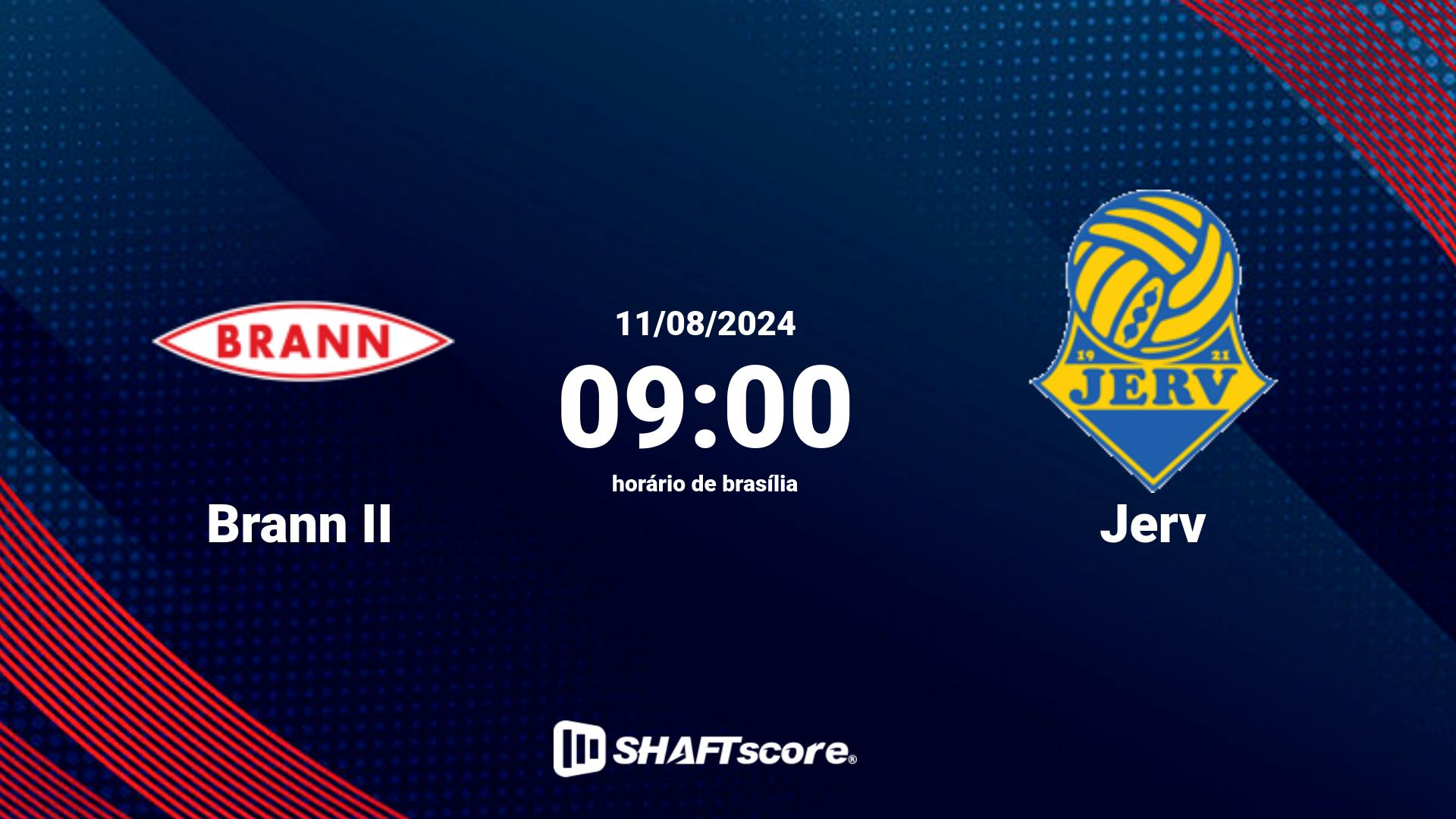 Estatísticas do jogo Brann II vs Jerv 11.08 09:00