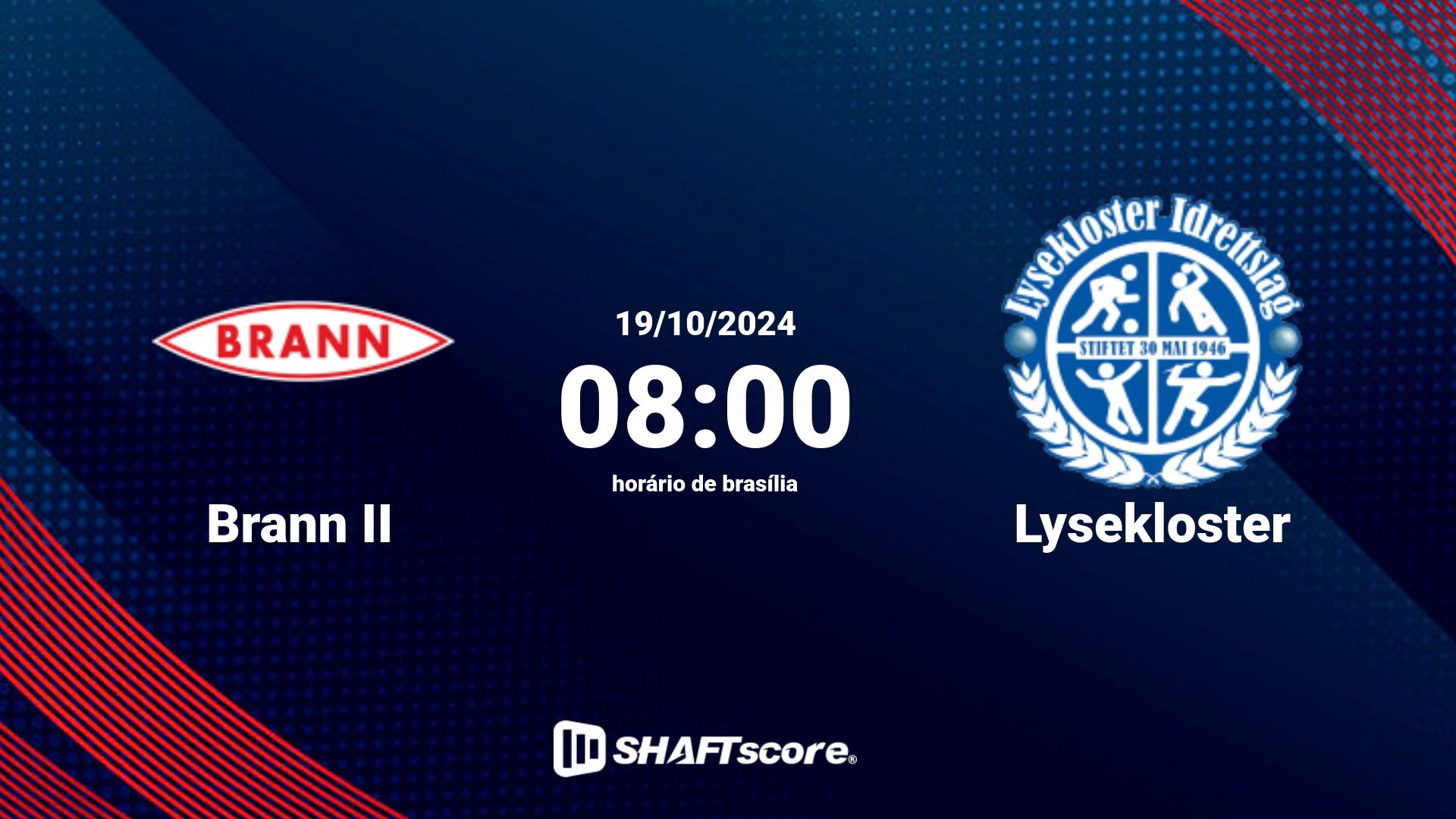 Estatísticas do jogo Brann II vs Lysekloster 19.10 08:00