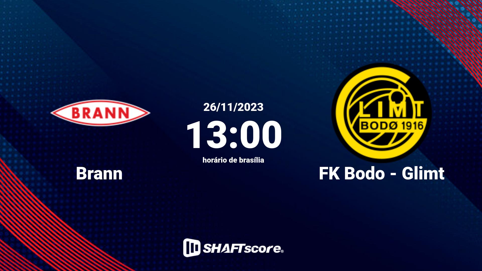 Estatísticas do jogo Brann vs FK Bodo - Glimt 26.11 13:00