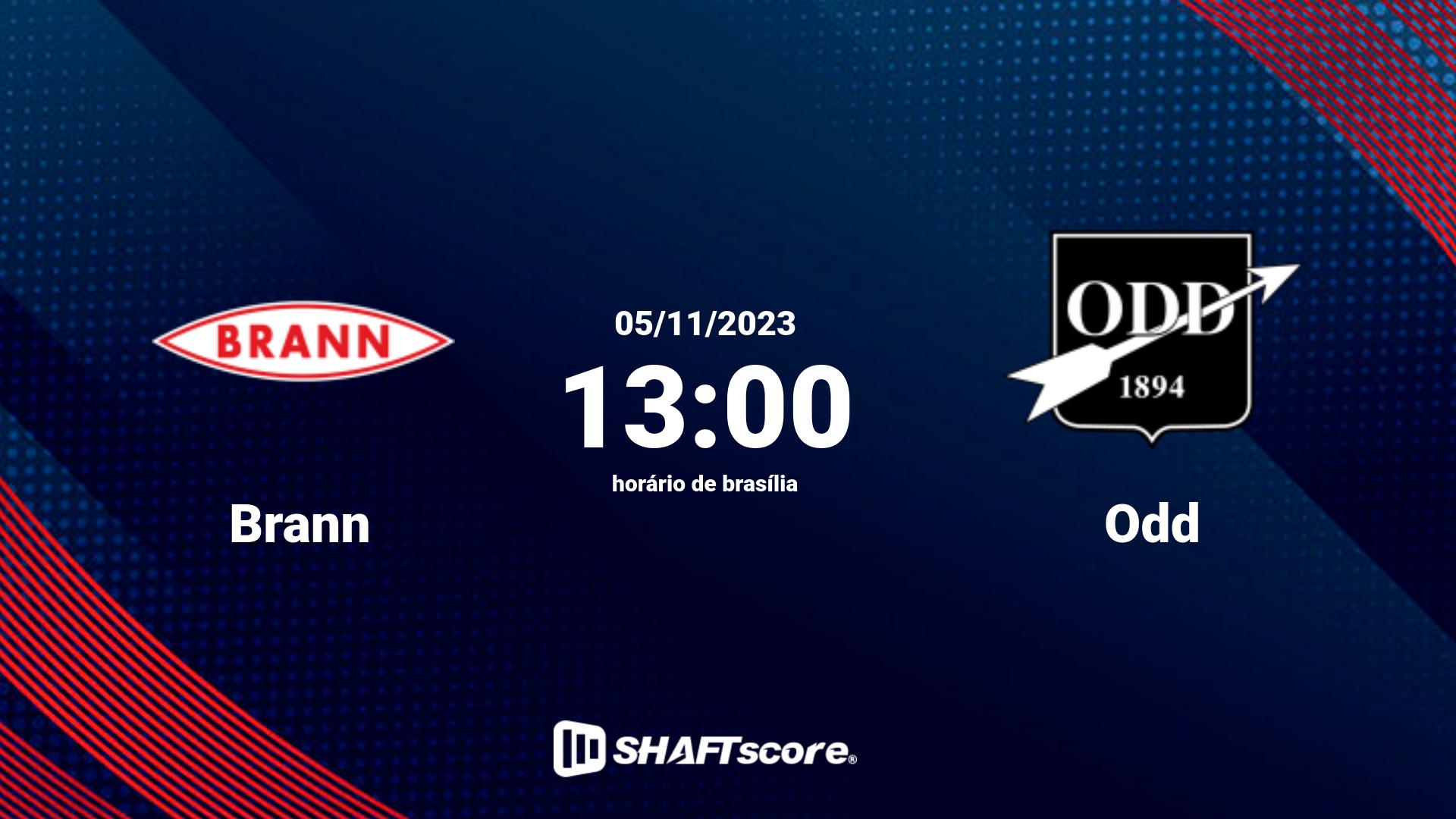 Estatísticas do jogo Brann vs Odd 05.11 13:00