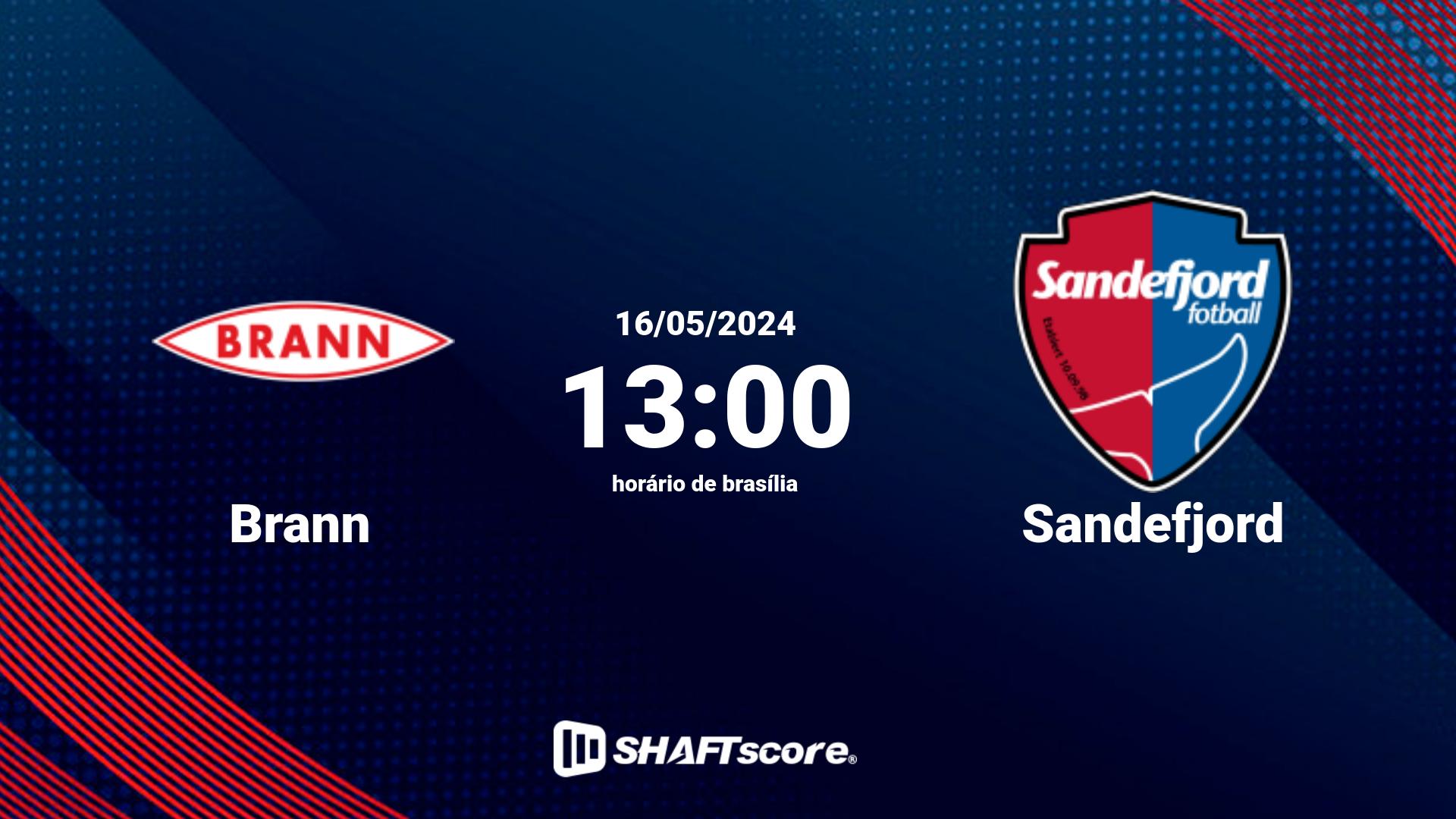 Estatísticas do jogo Brann vs Sandefjord 16.05 13:00