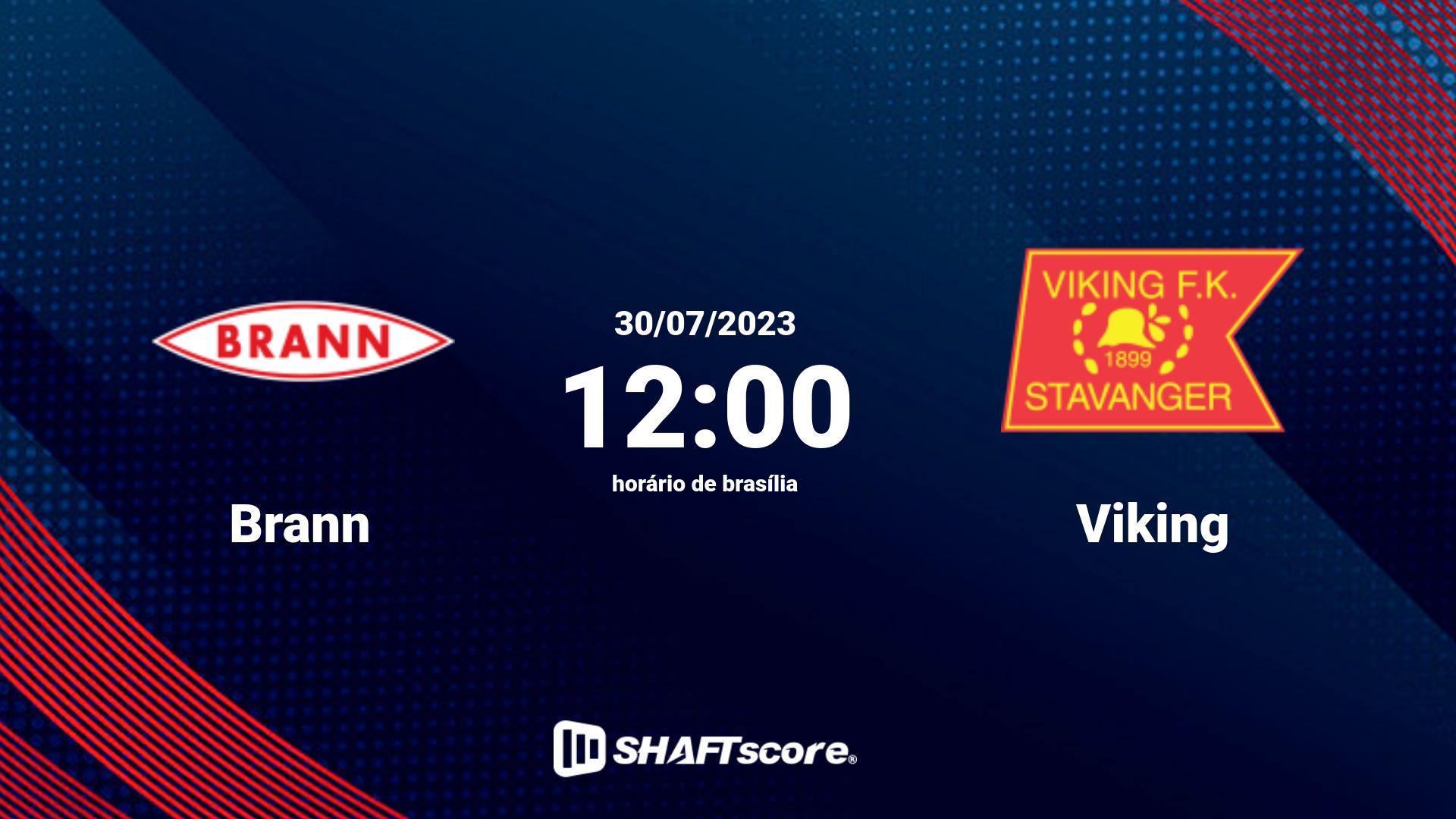 Estatísticas do jogo Brann vs Viking 30.07 12:00