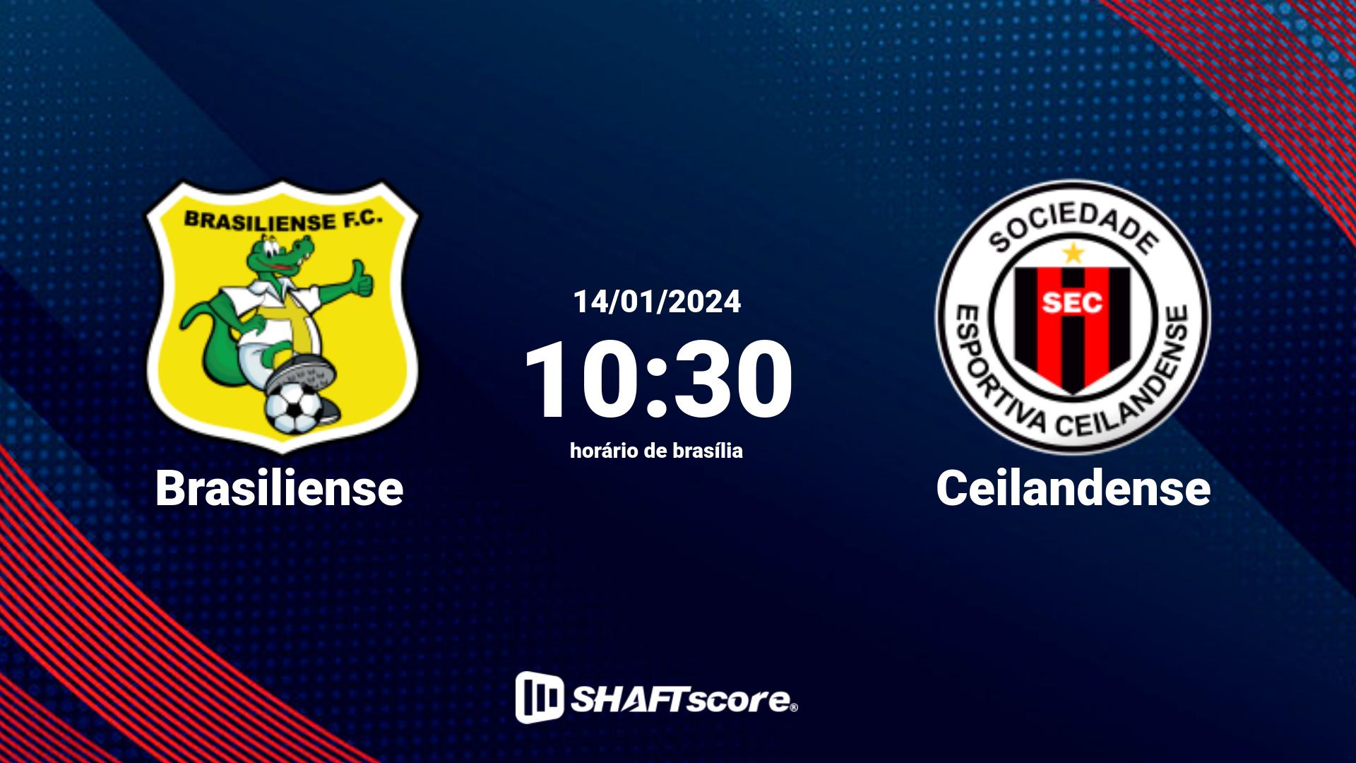 Estatísticas do jogo Brasiliense vs Ceilandense 14.01 10:30