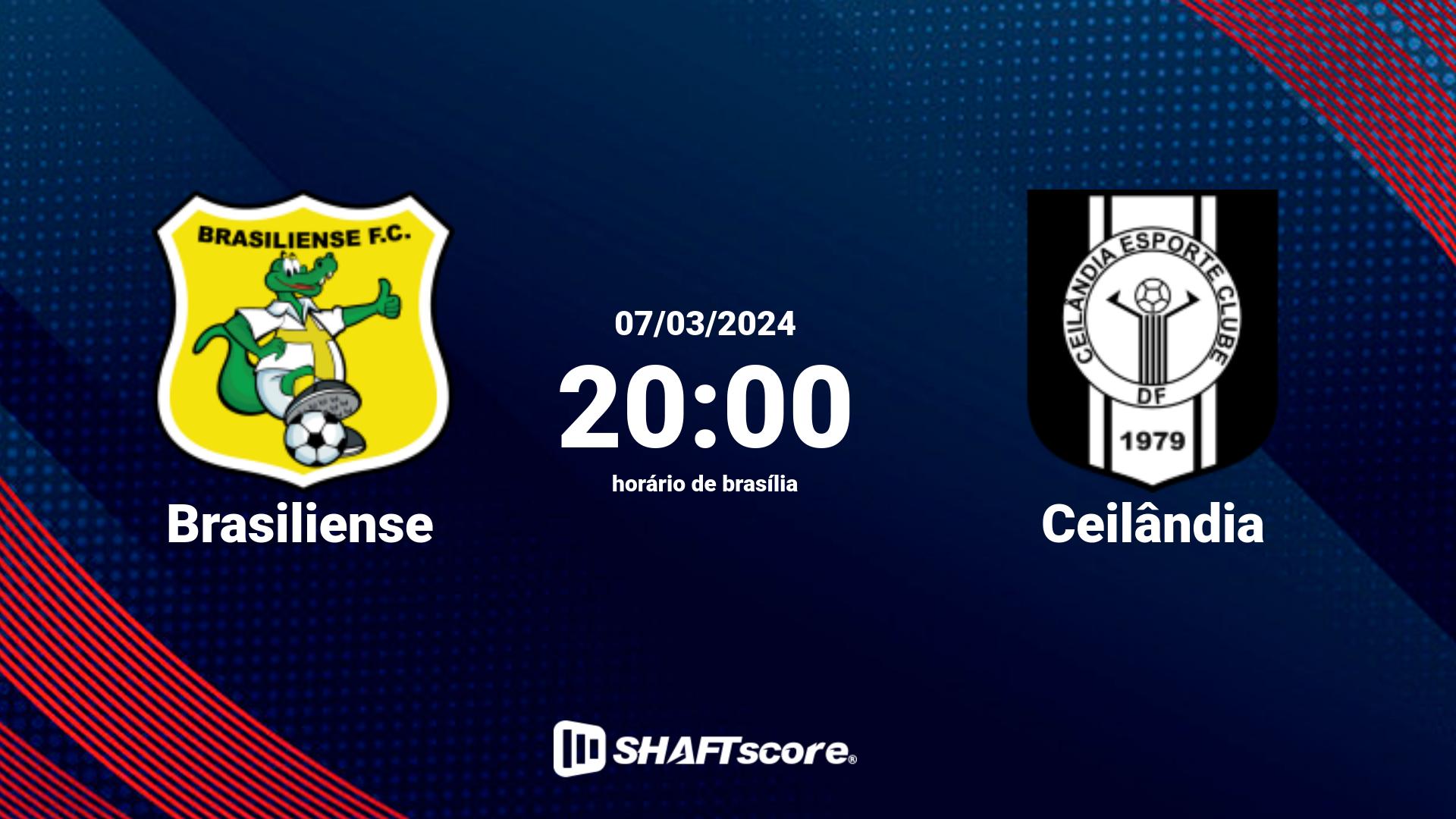 Estatísticas do jogo Brasiliense vs Ceilândia 07.03 20:00