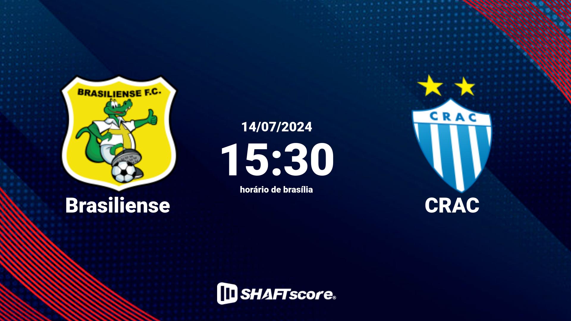 Estatísticas do jogo Brasiliense vs CRAC 14.07 15:30