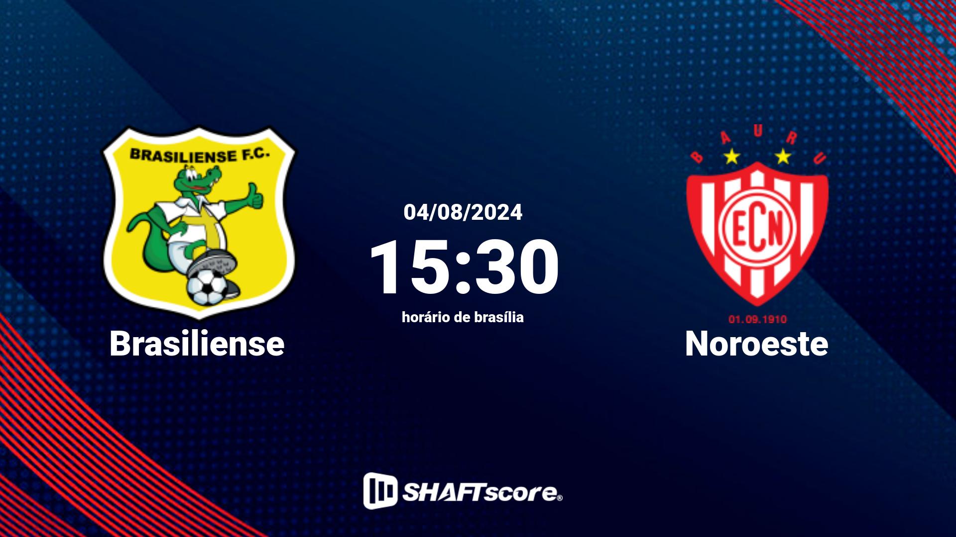 Estatísticas do jogo Brasiliense vs Noroeste 04.08 15:30