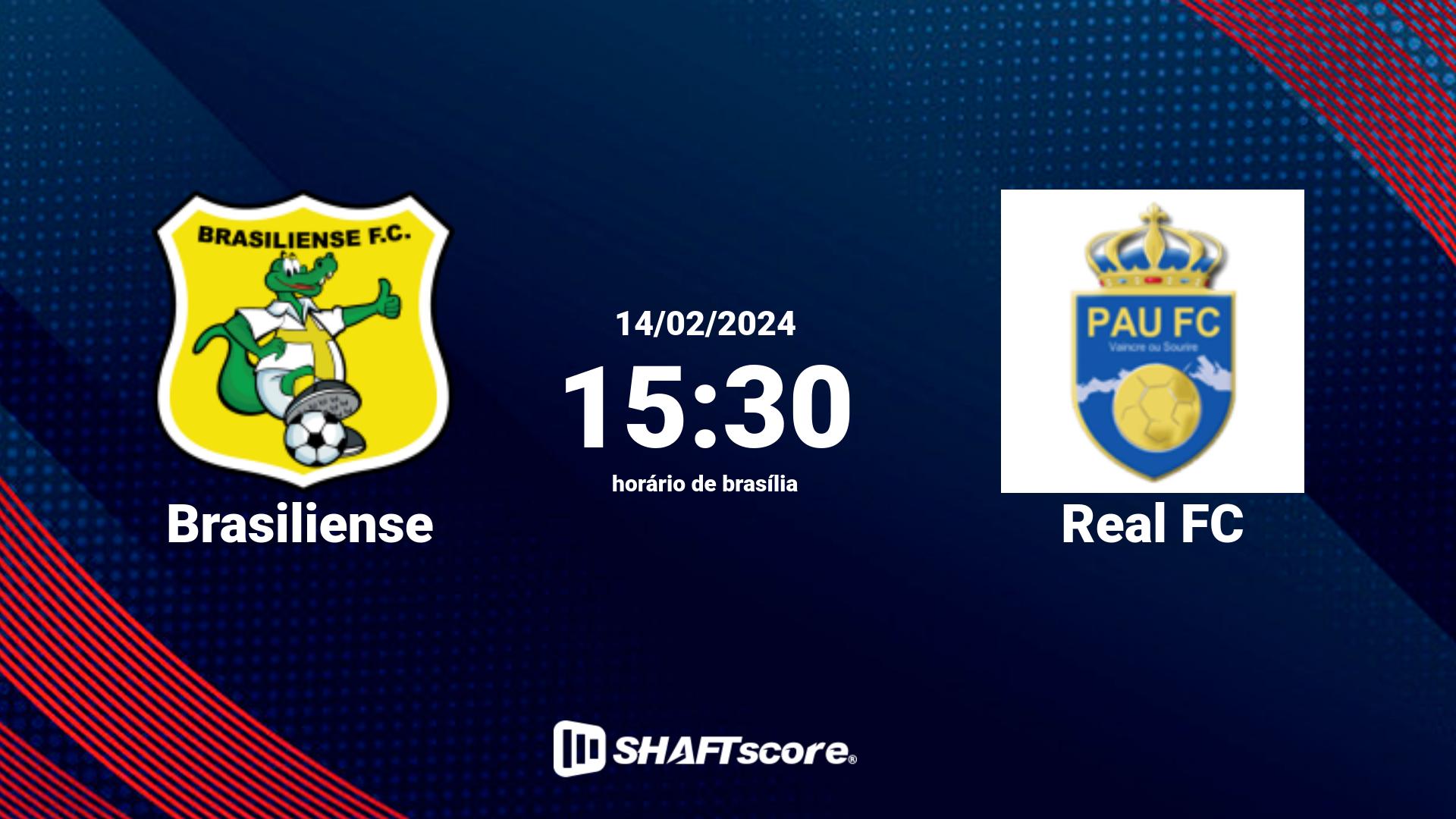 Estatísticas do jogo Brasiliense vs Real FC 14.02 15:30