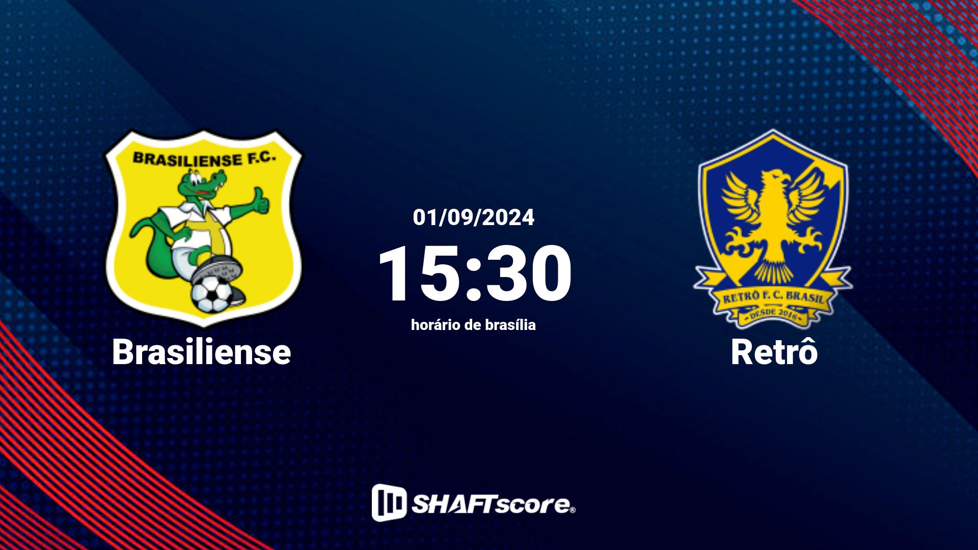 Estatísticas do jogo Brasiliense vs Retrô 01.09 15:30