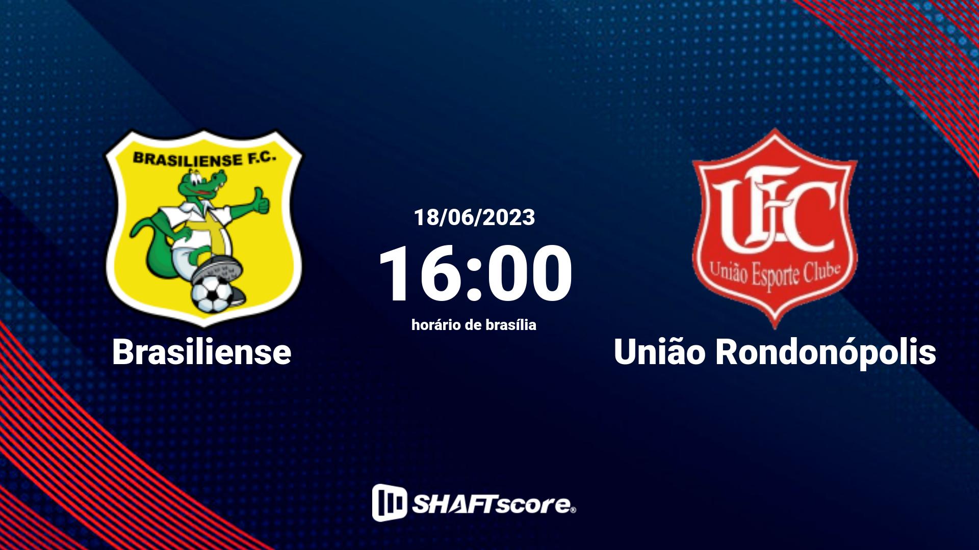 Estatísticas do jogo Brasiliense vs União Rondonópolis 18.06 16:00