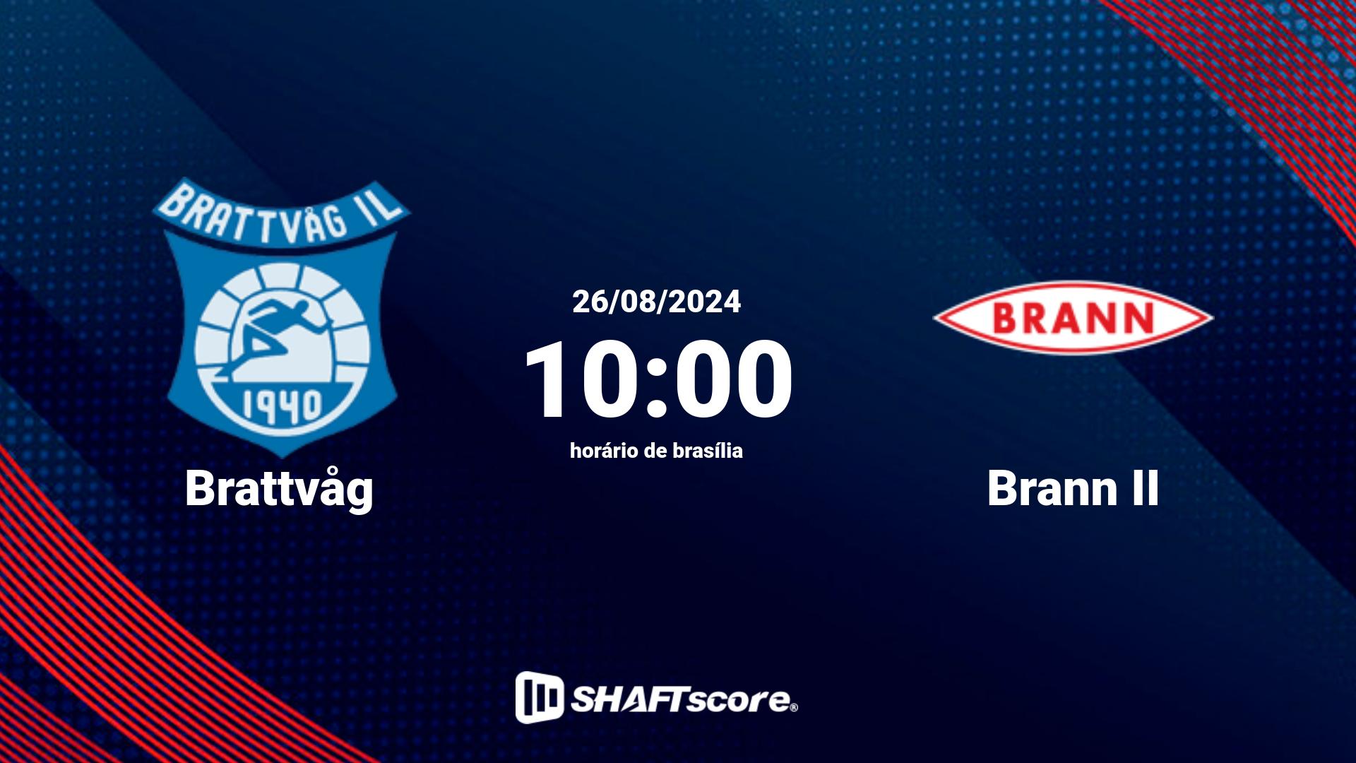 Estatísticas do jogo Brattvåg vs Brann II 26.08 10:00