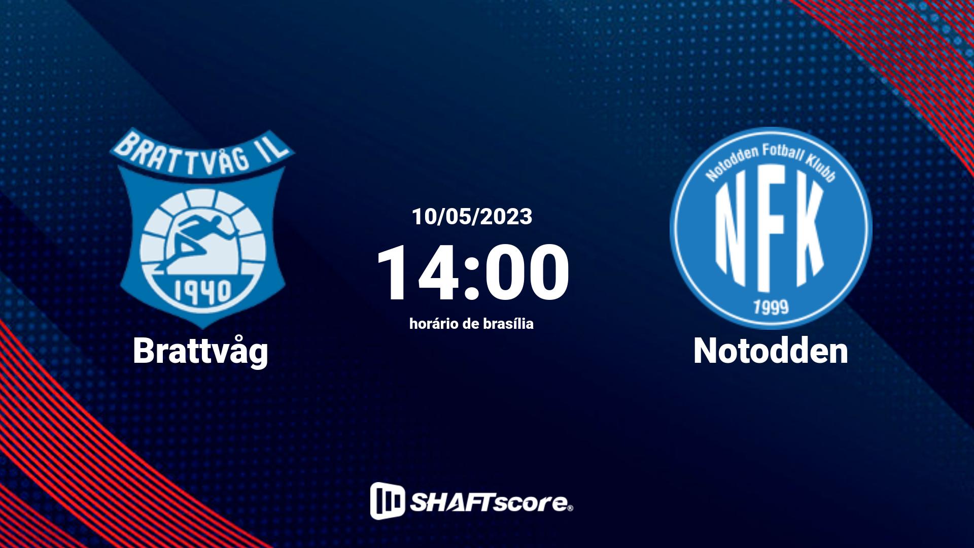 Estatísticas do jogo Brattvåg vs Notodden 10.05 14:00