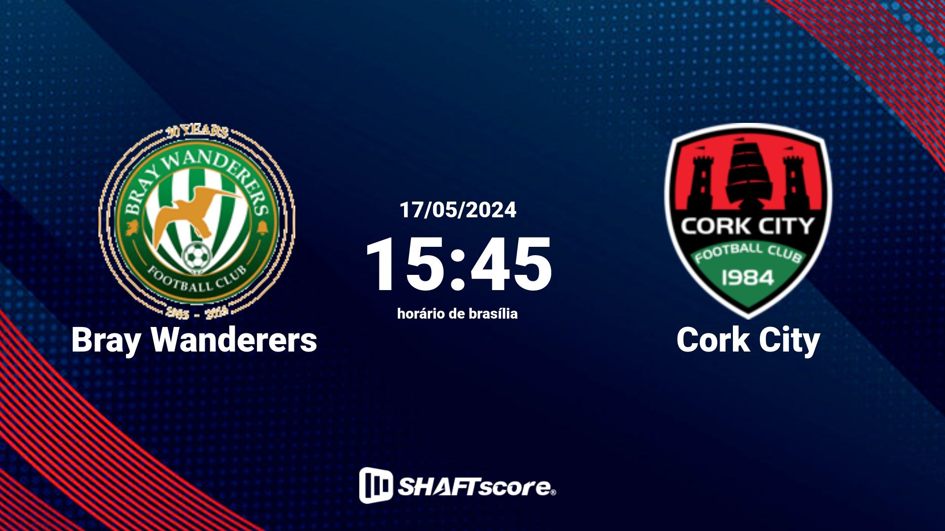 Estatísticas do jogo Bray Wanderers vs Cork City 17.05 15:45