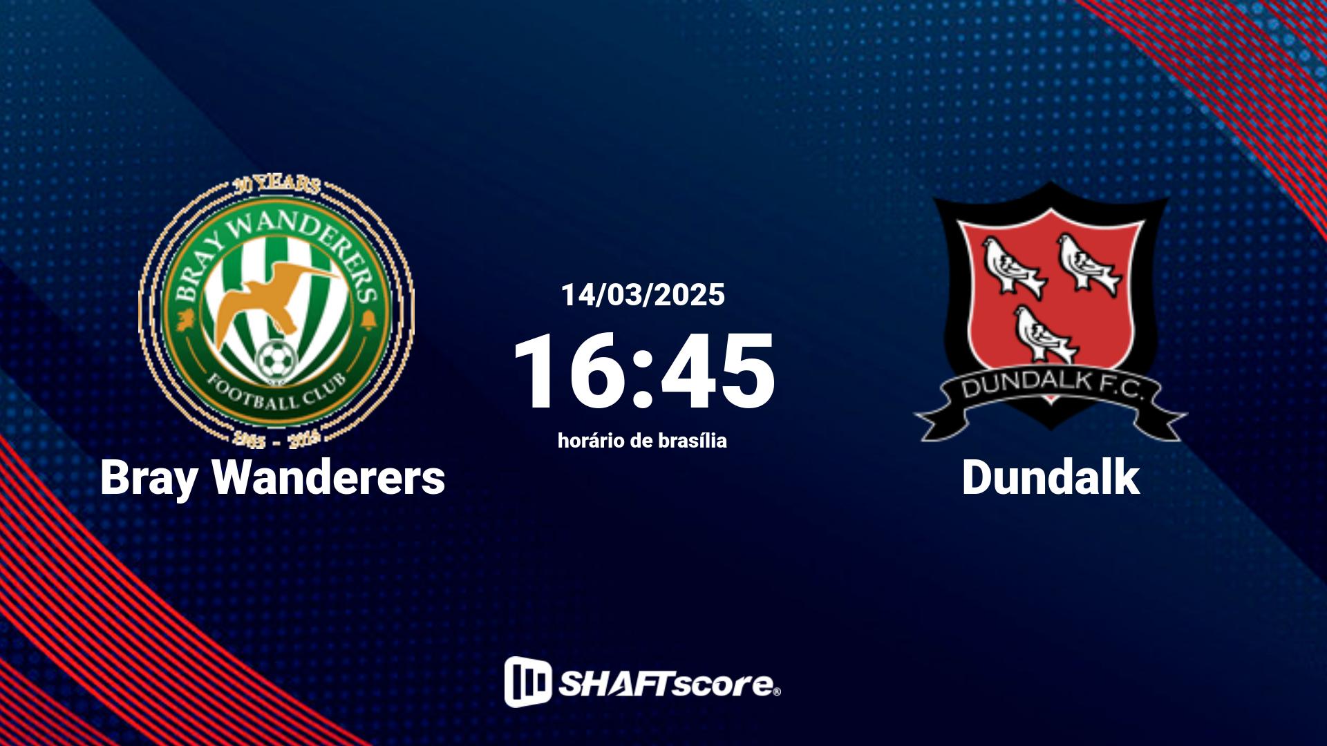 Estatísticas do jogo Bray Wanderers vs Dundalk 14.03 16:45