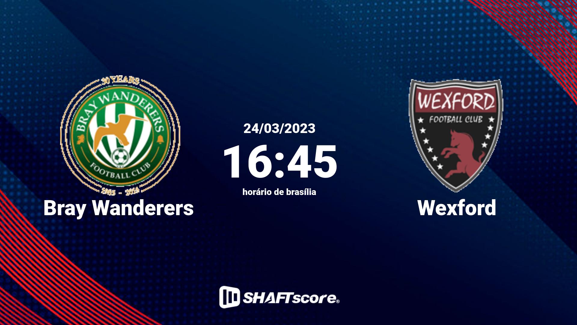 Estatísticas do jogo Bray Wanderers vs Wexford 24.03 16:45