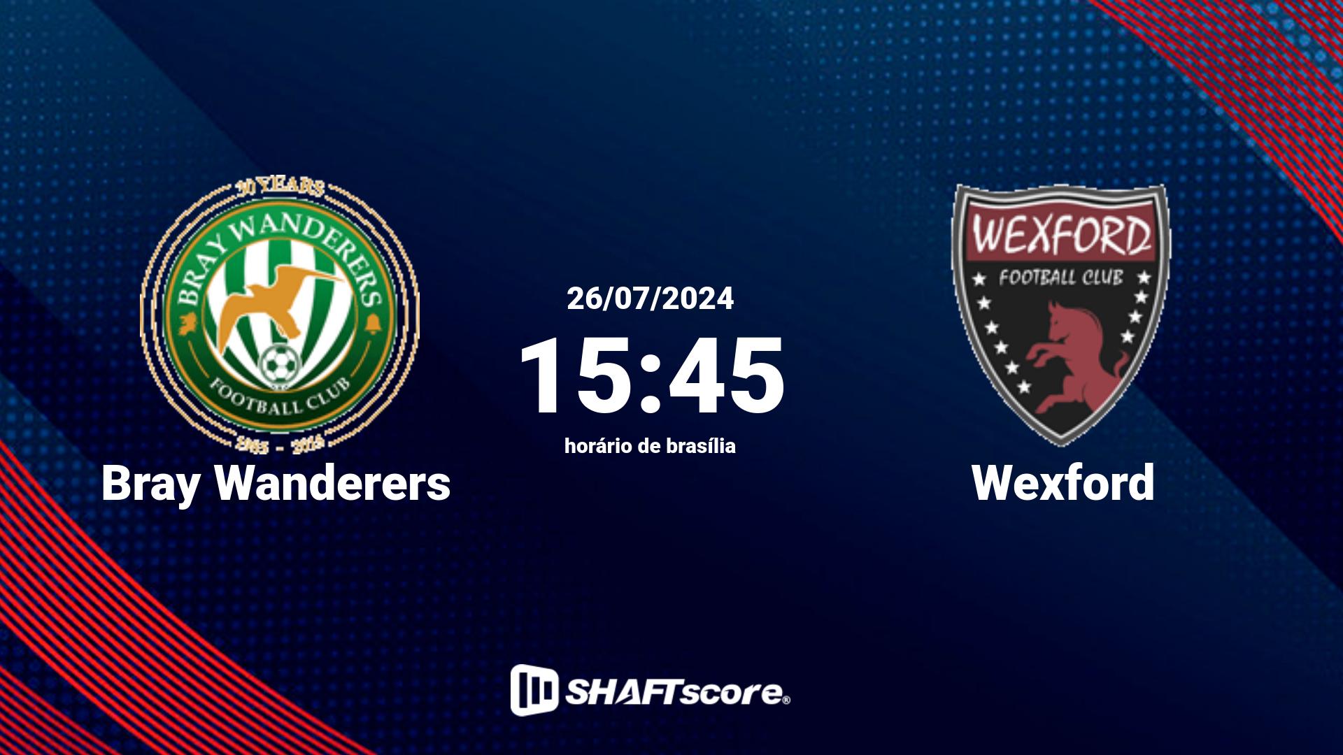 Estatísticas do jogo Bray Wanderers vs Wexford 26.07 15:45