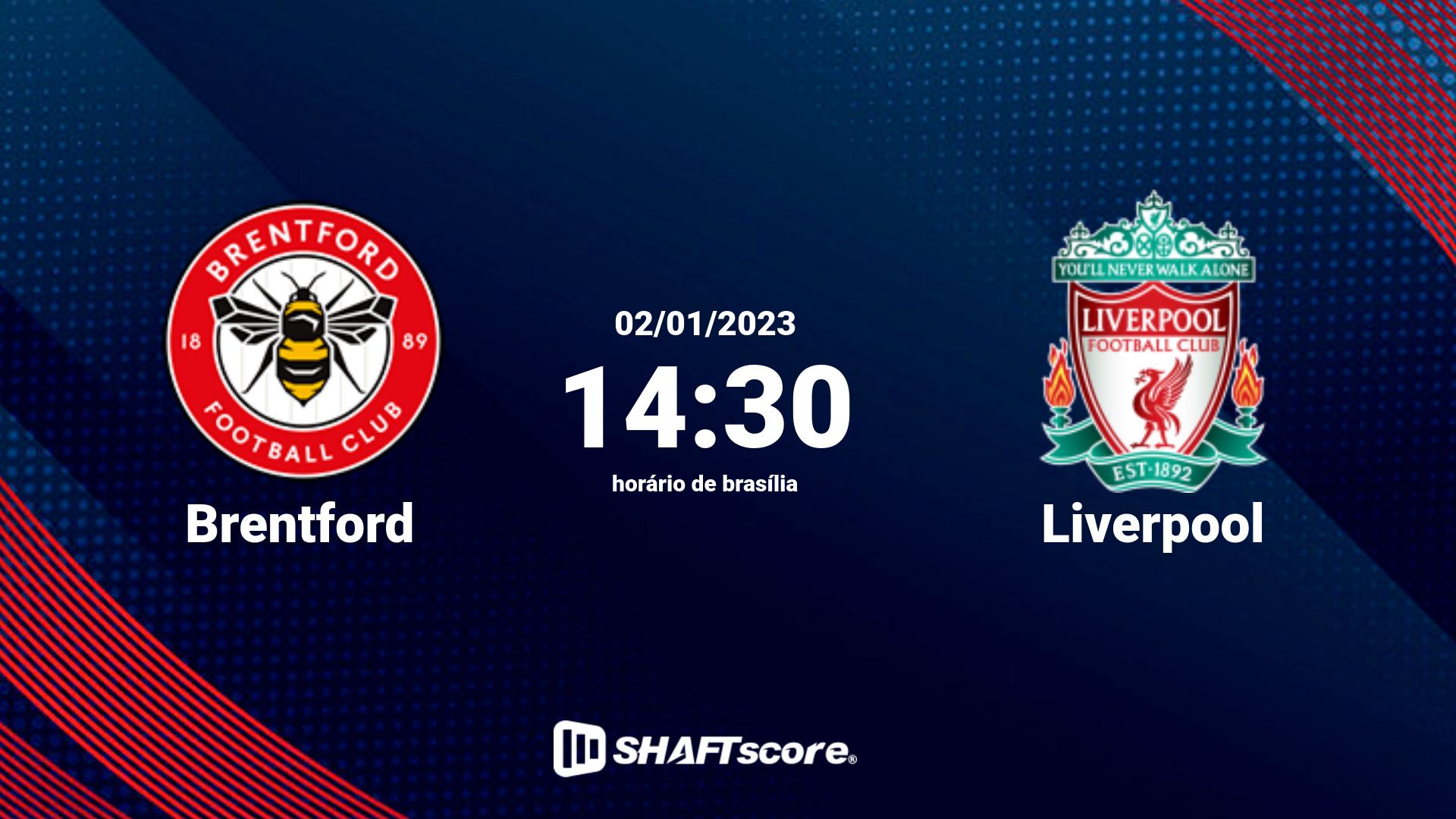 Estatísticas do jogo Brentford vs Liverpool 02.01 14:30