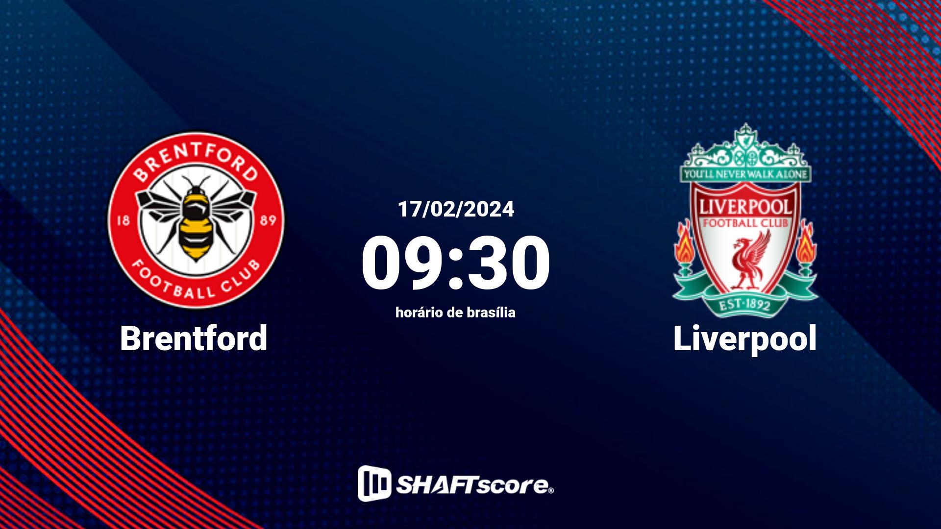 Estatísticas do jogo Brentford vs Liverpool 17.02 09:30