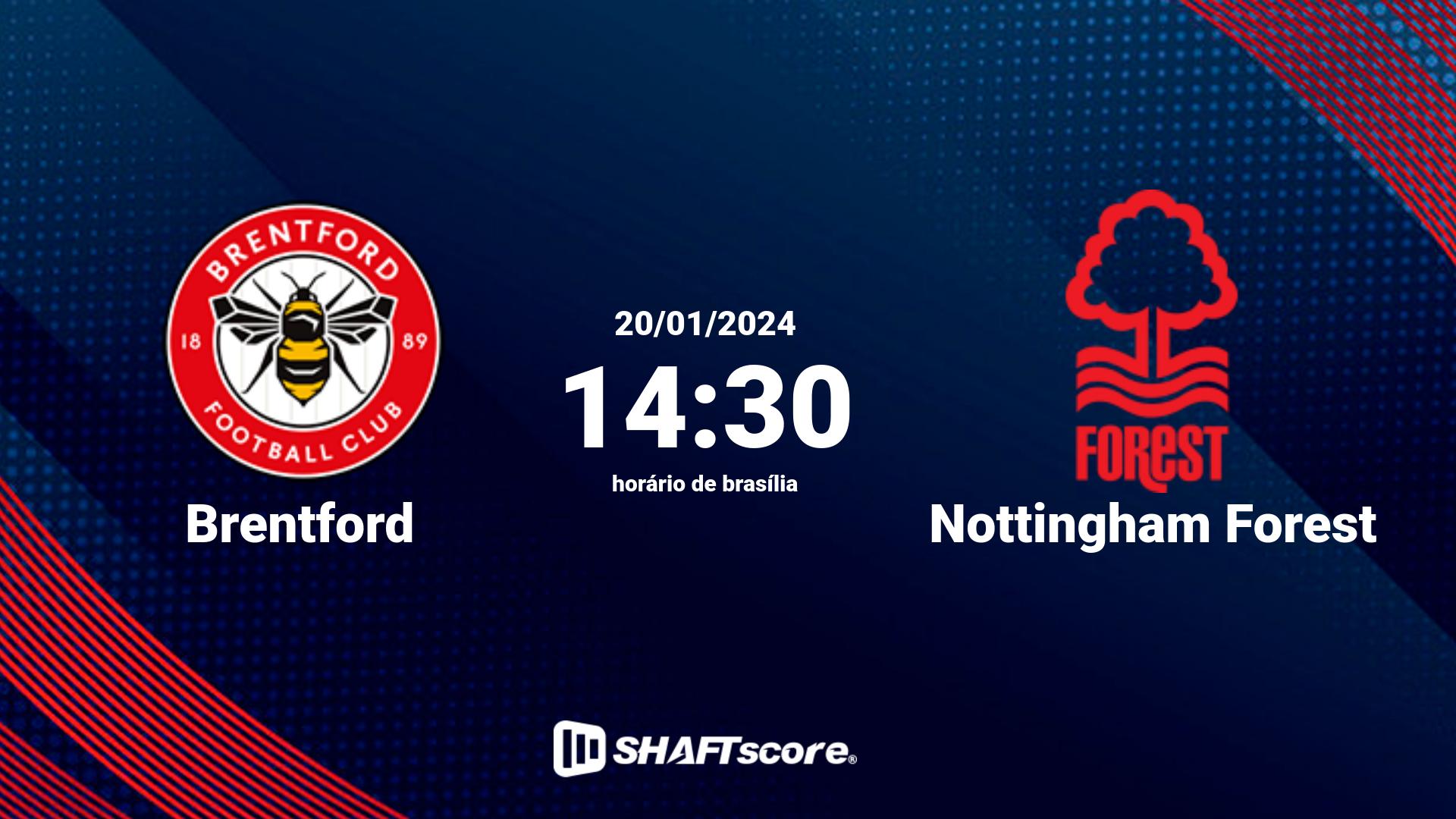 Estatísticas do jogo Brentford vs Nottingham Forest 20.01 14:30