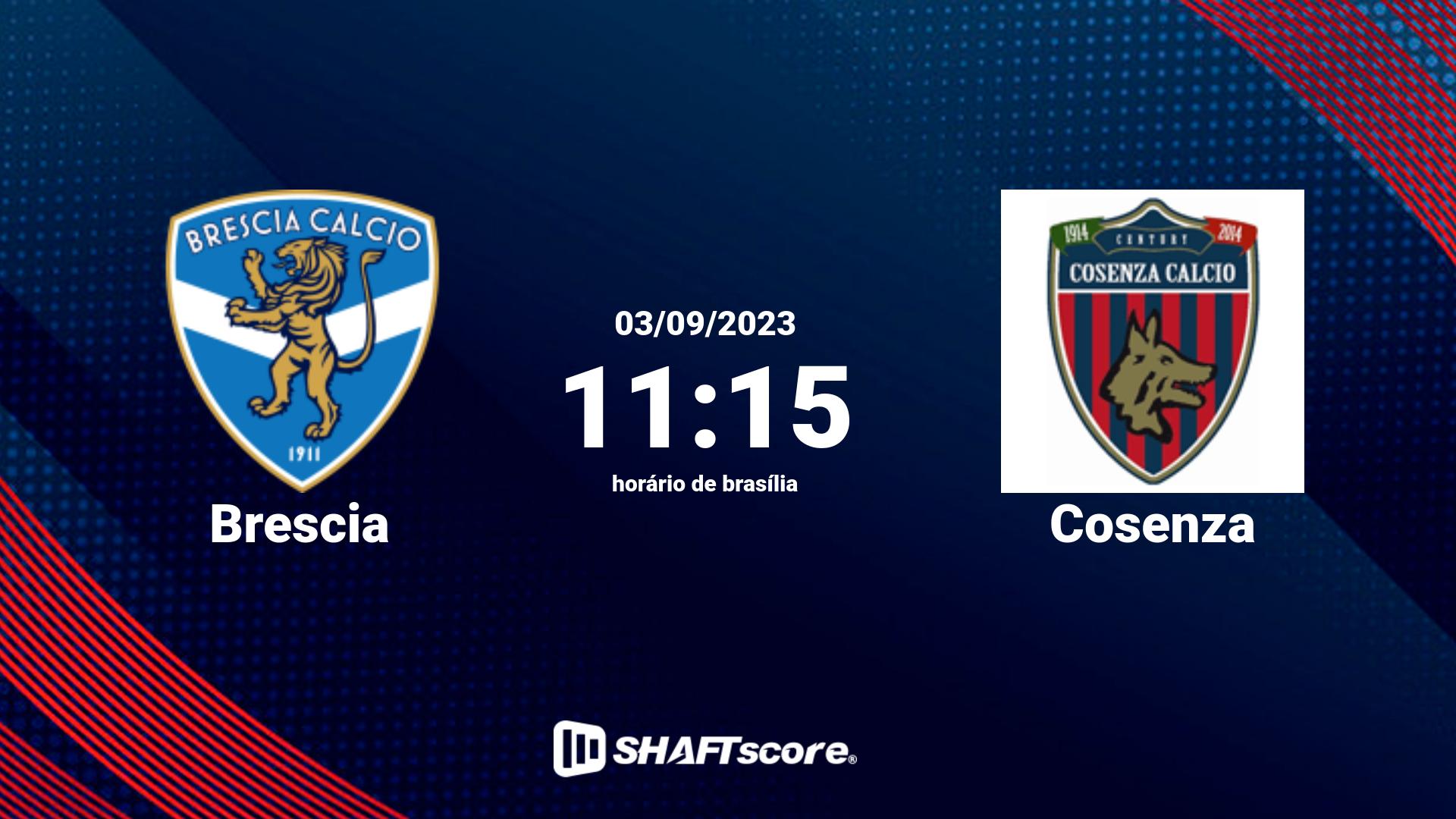 Estatísticas do jogo Brescia vs Cosenza 03.09 11:15