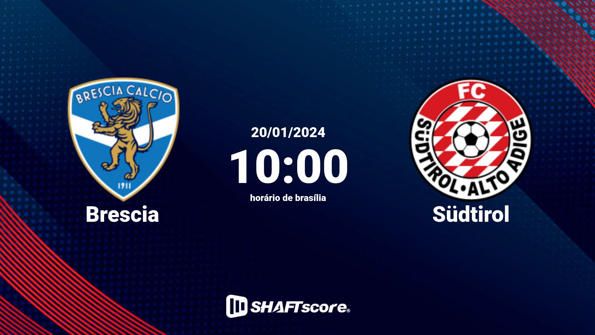 Estatísticas do jogo Brescia vs Südtirol 20.01 10:00