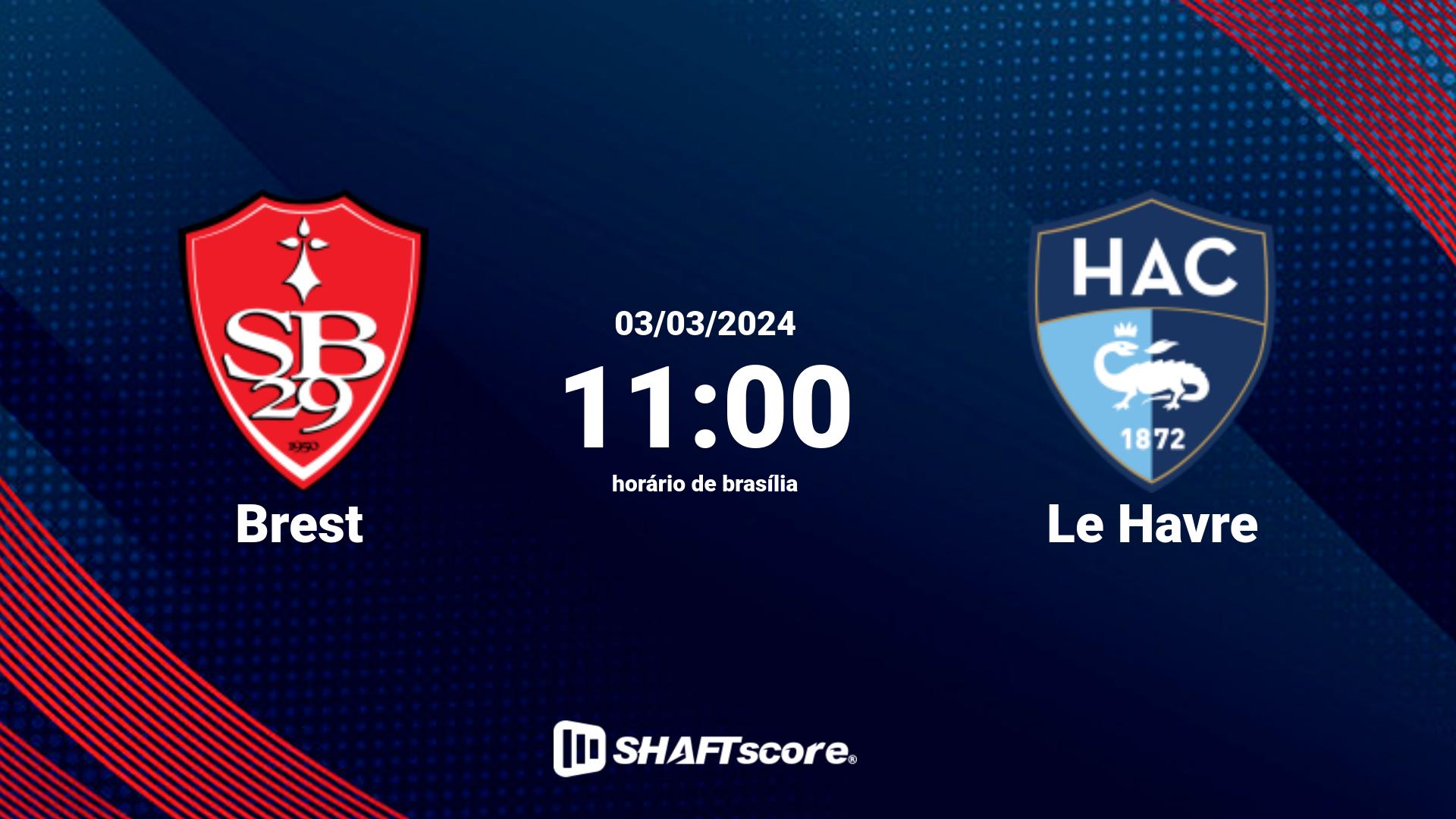 Estatísticas do jogo Brest vs Le Havre 03.03 11:00