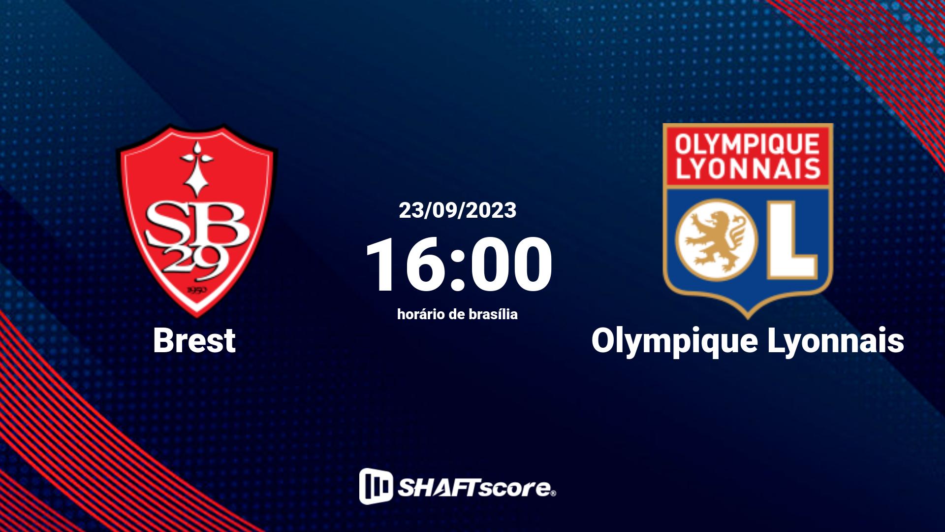 Estatísticas do jogo Brest vs Olympique Lyonnais 23.09 16:00