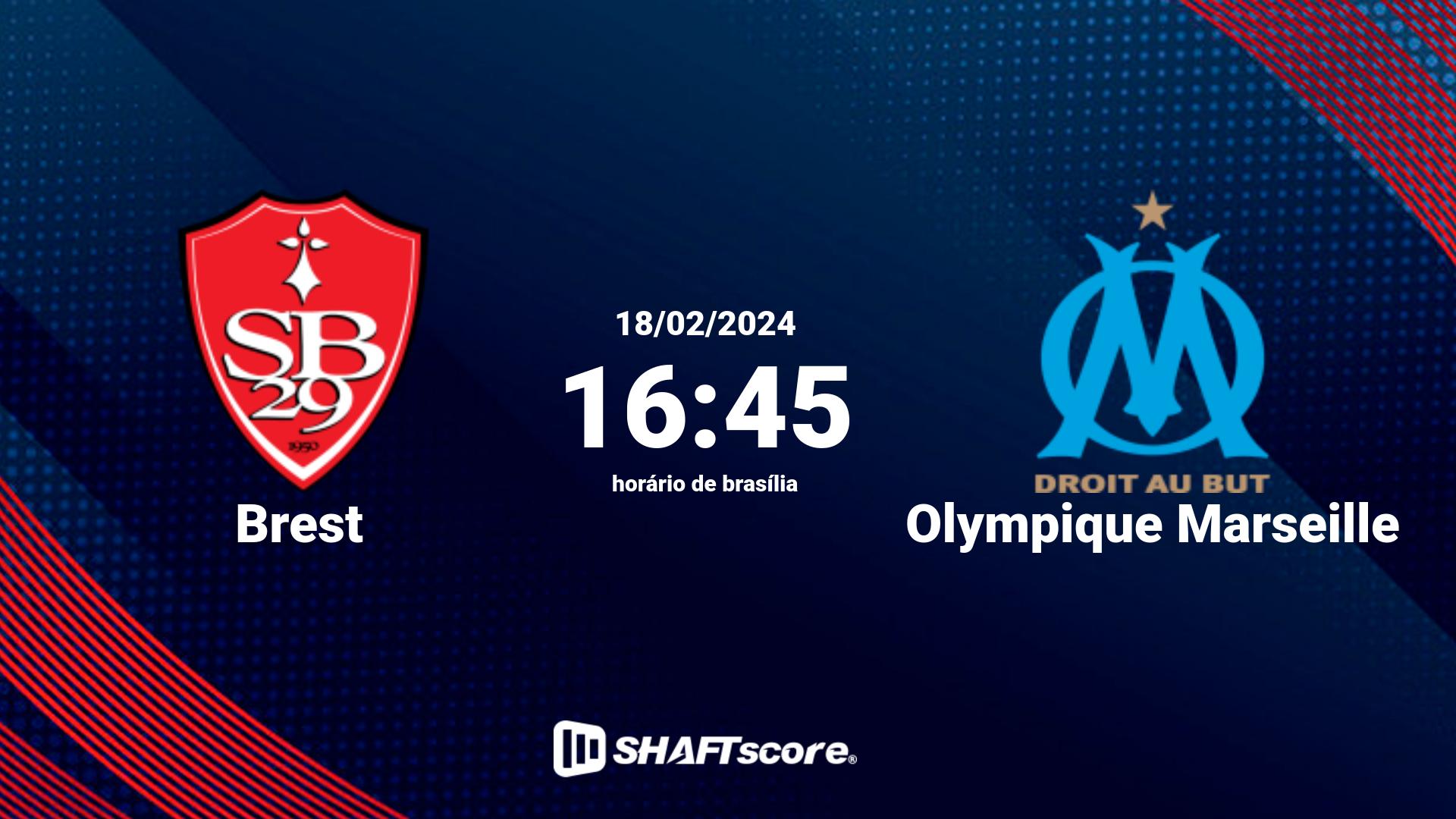 Estatísticas do jogo Brest vs Olympique Marseille 18.02 16:45