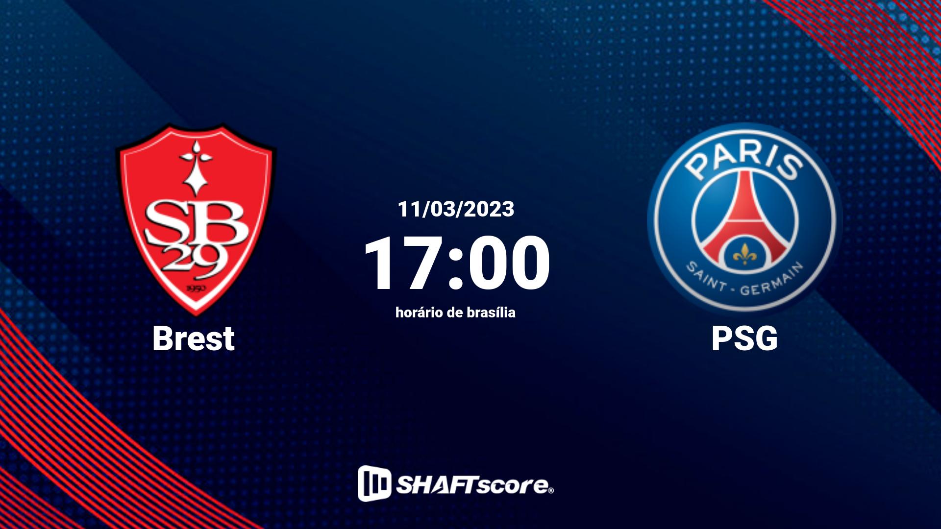 Estatísticas do jogo Brest vs PSG 11.03 17:00