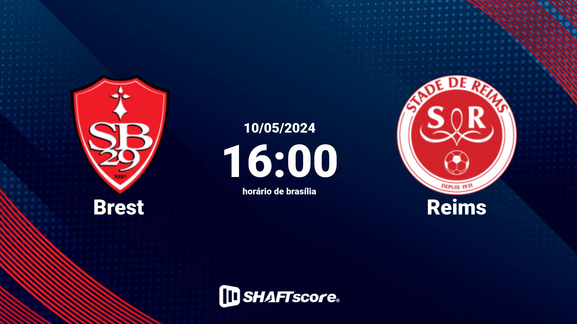 Estatísticas do jogo Brest vs Reims 10.05 16:00