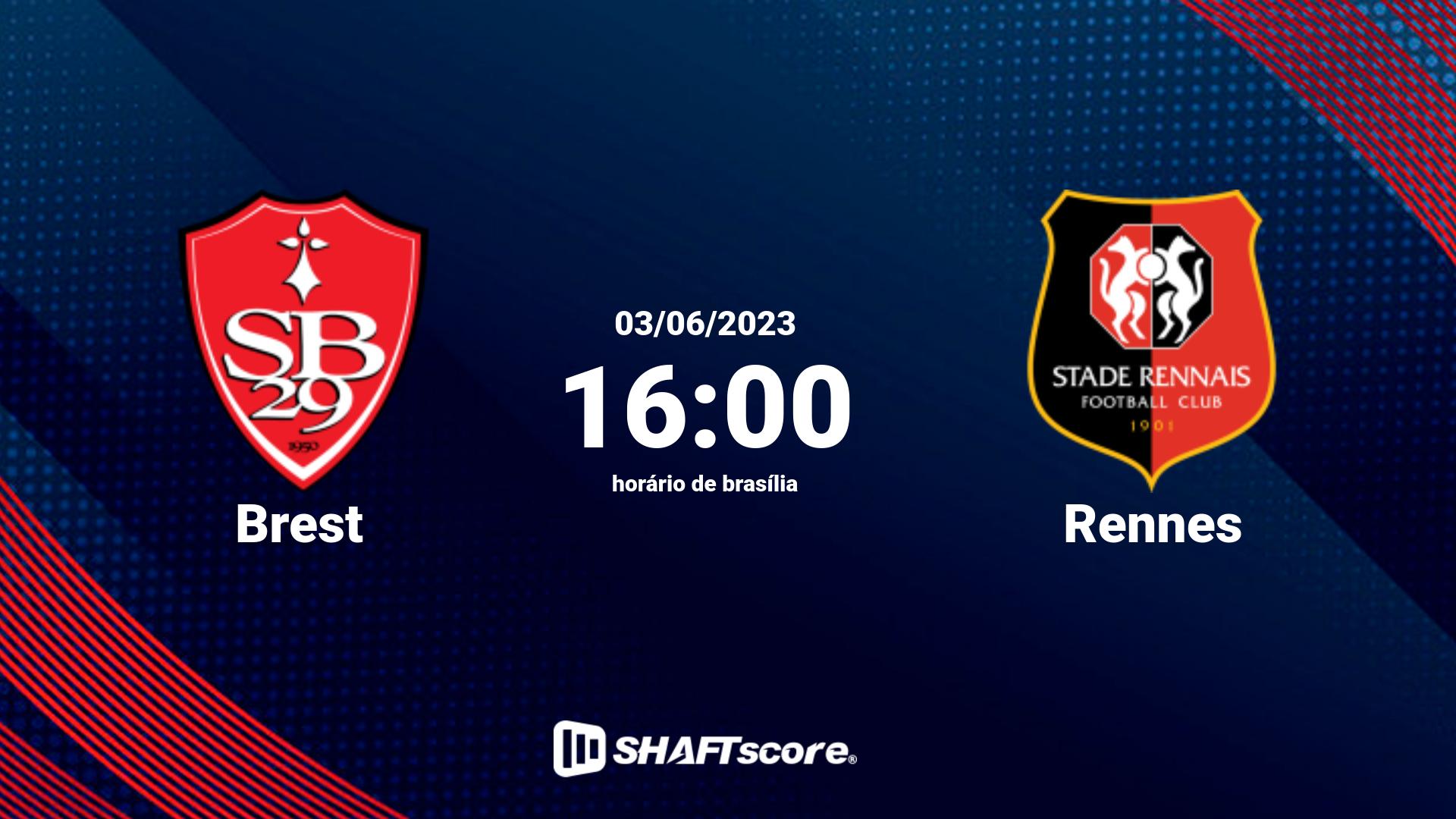 Estatísticas do jogo Brest vs Rennes 03.06 16:00