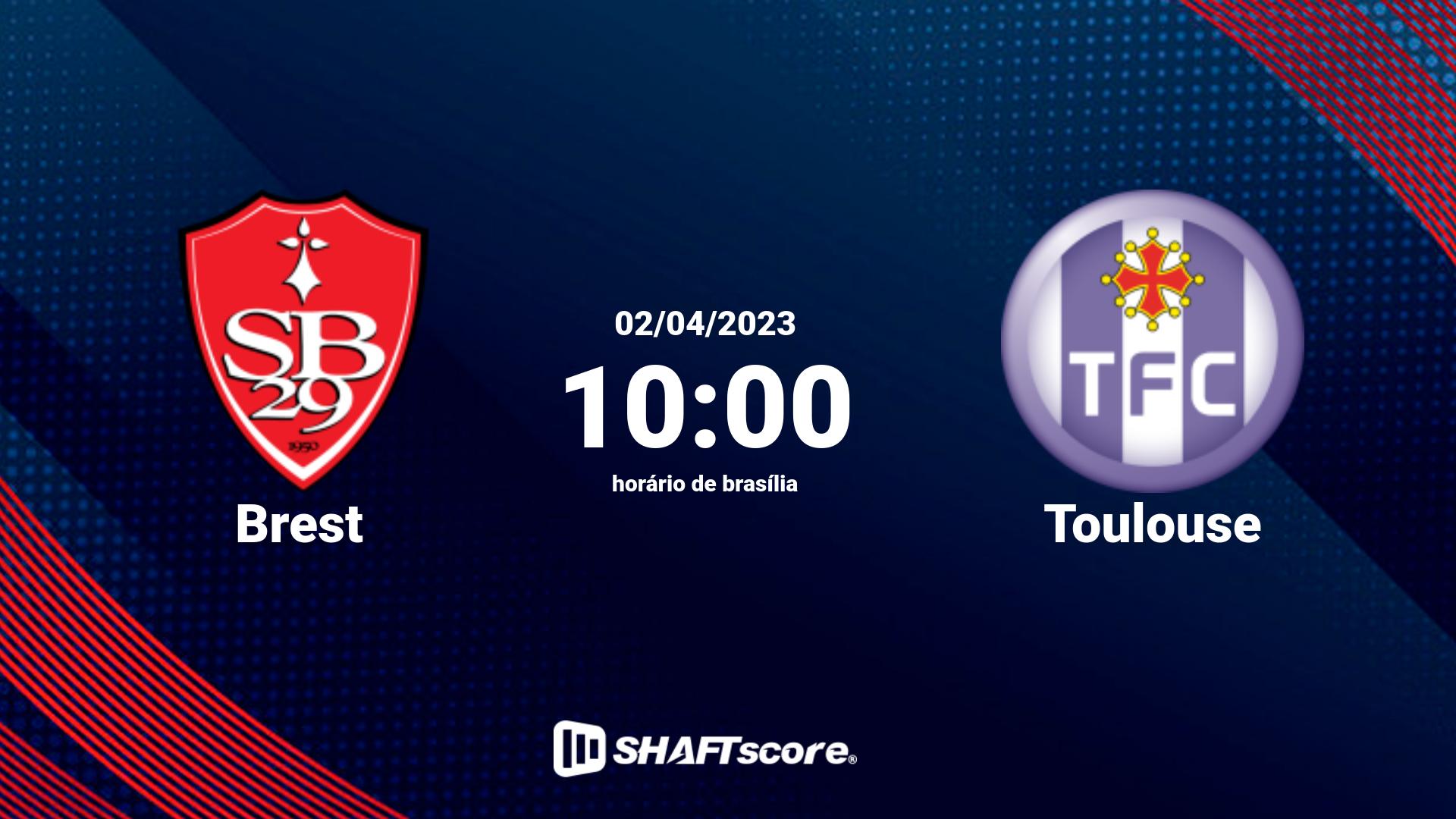 Estatísticas do jogo Brest vs Toulouse 02.04 10:00