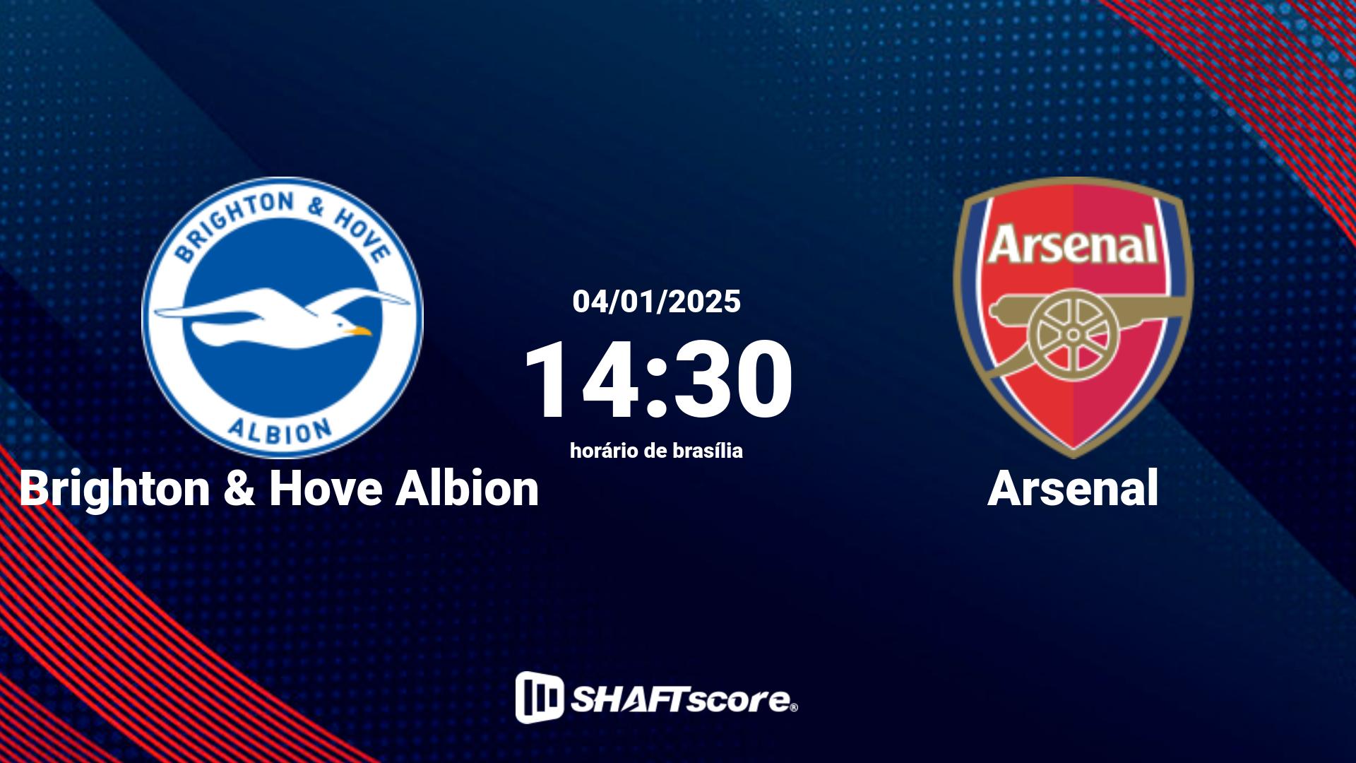 Estatísticas do jogo Brighton & Hove Albion vs Arsenal 04.01 14:30