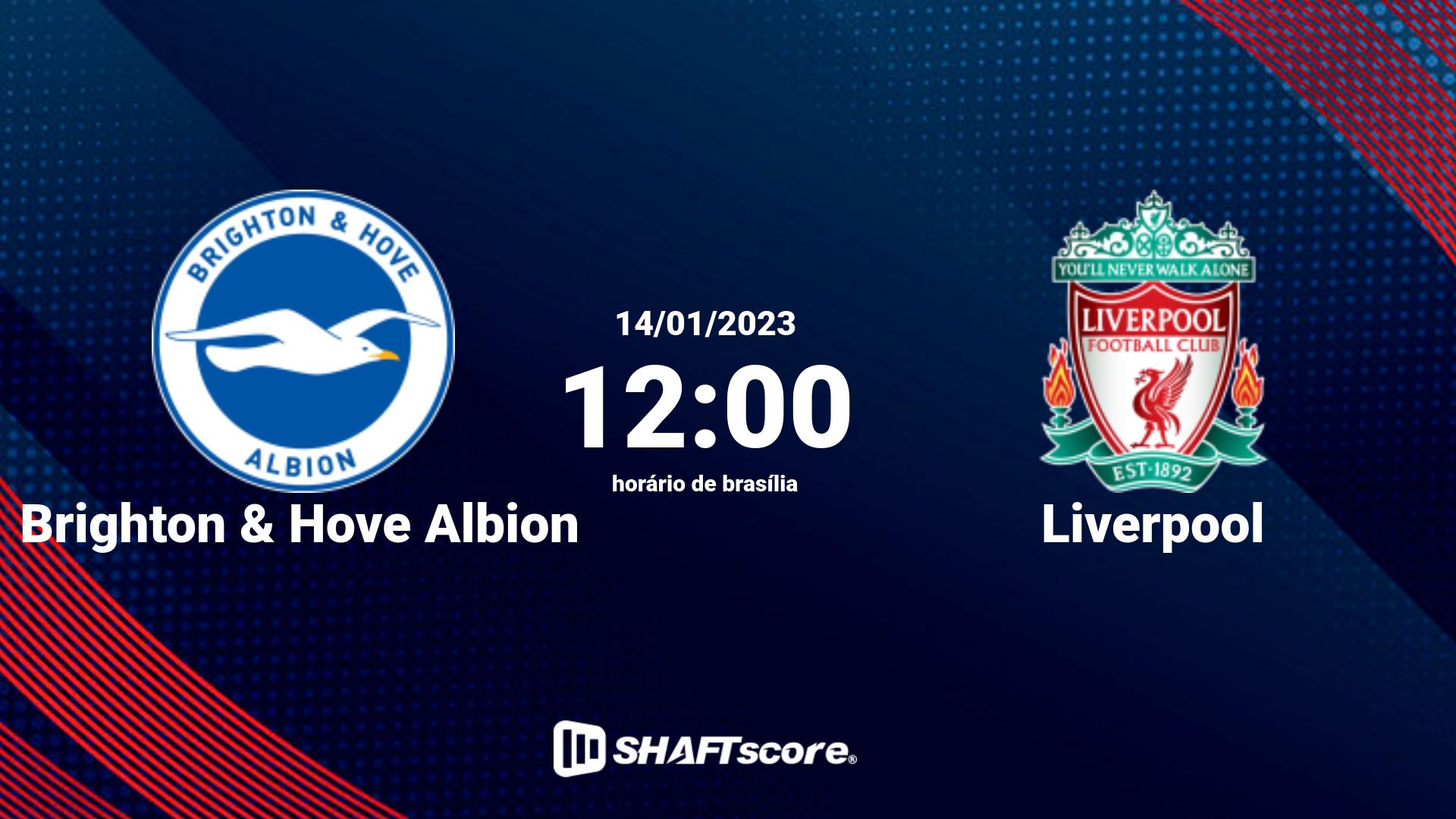 Estatísticas do jogo Brighton & Hove Albion vs Liverpool 14.01 12:00