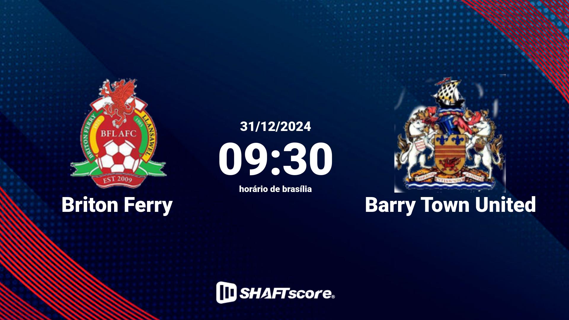 Estatísticas do jogo Briton Ferry vs Barry Town United 31.12 09:30