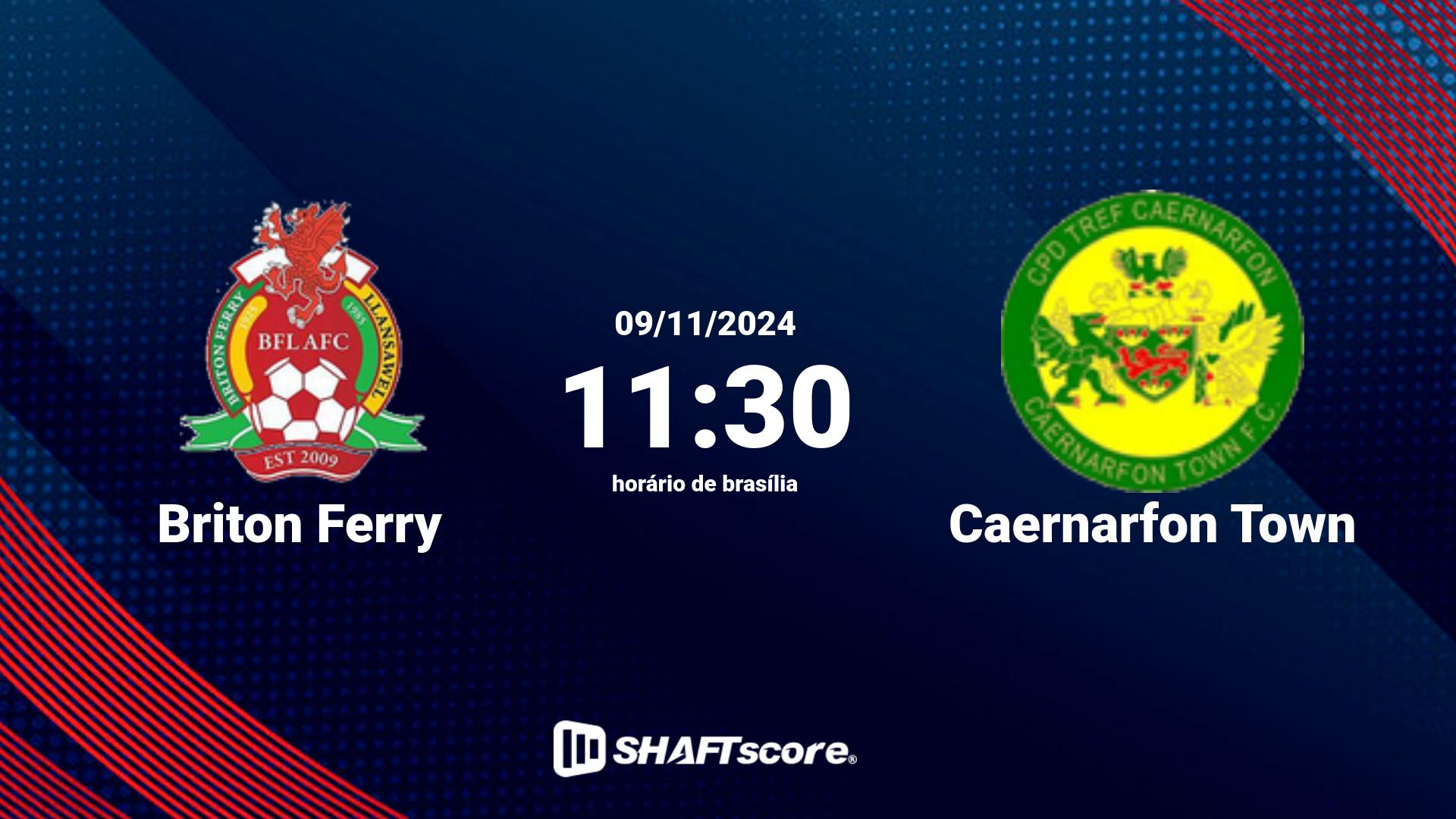 Estatísticas do jogo Briton Ferry vs Caernarfon Town 09.11 11:30