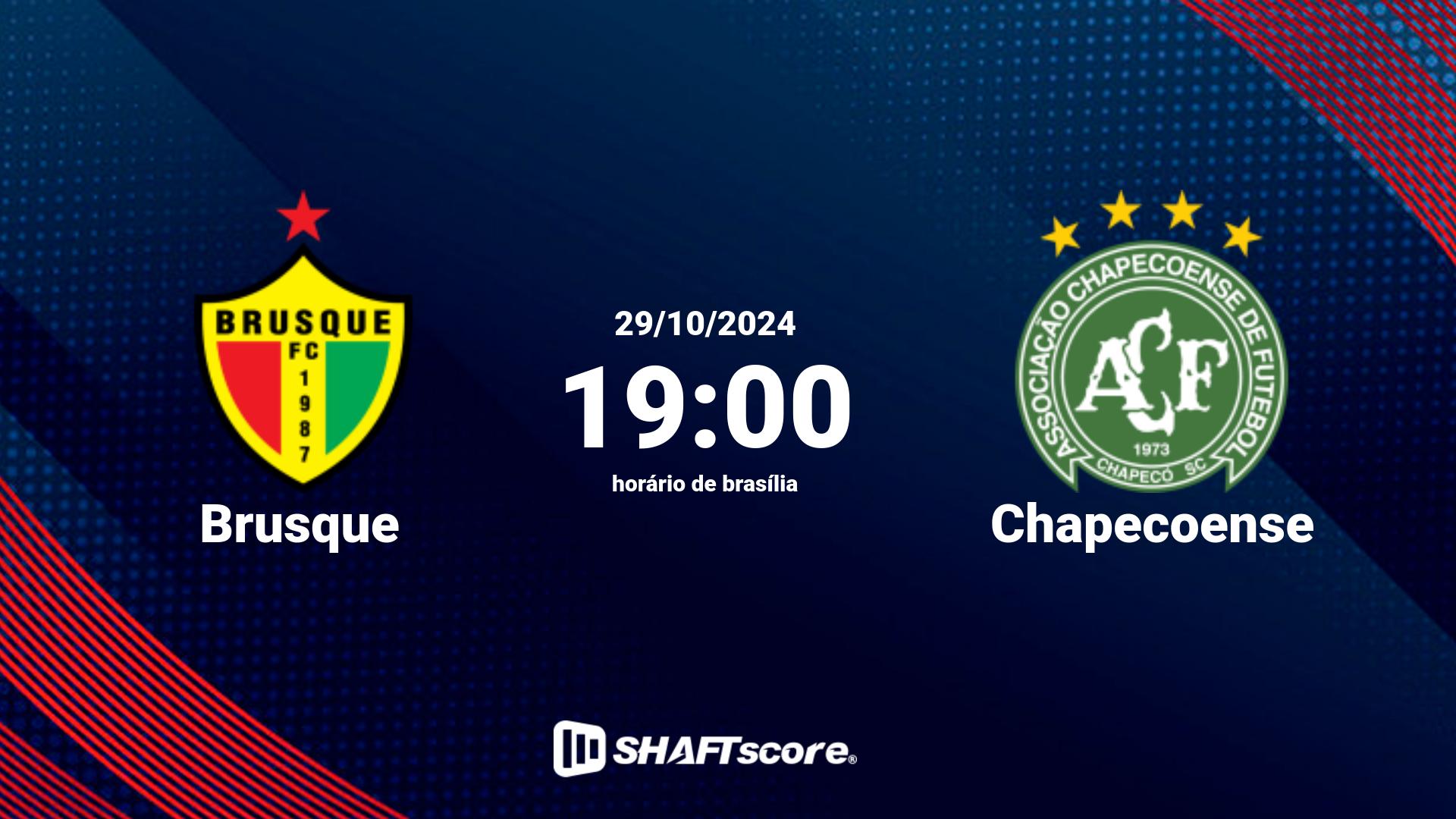 Estatísticas do jogo Brusque vs Chapecoense 29.10 19:00