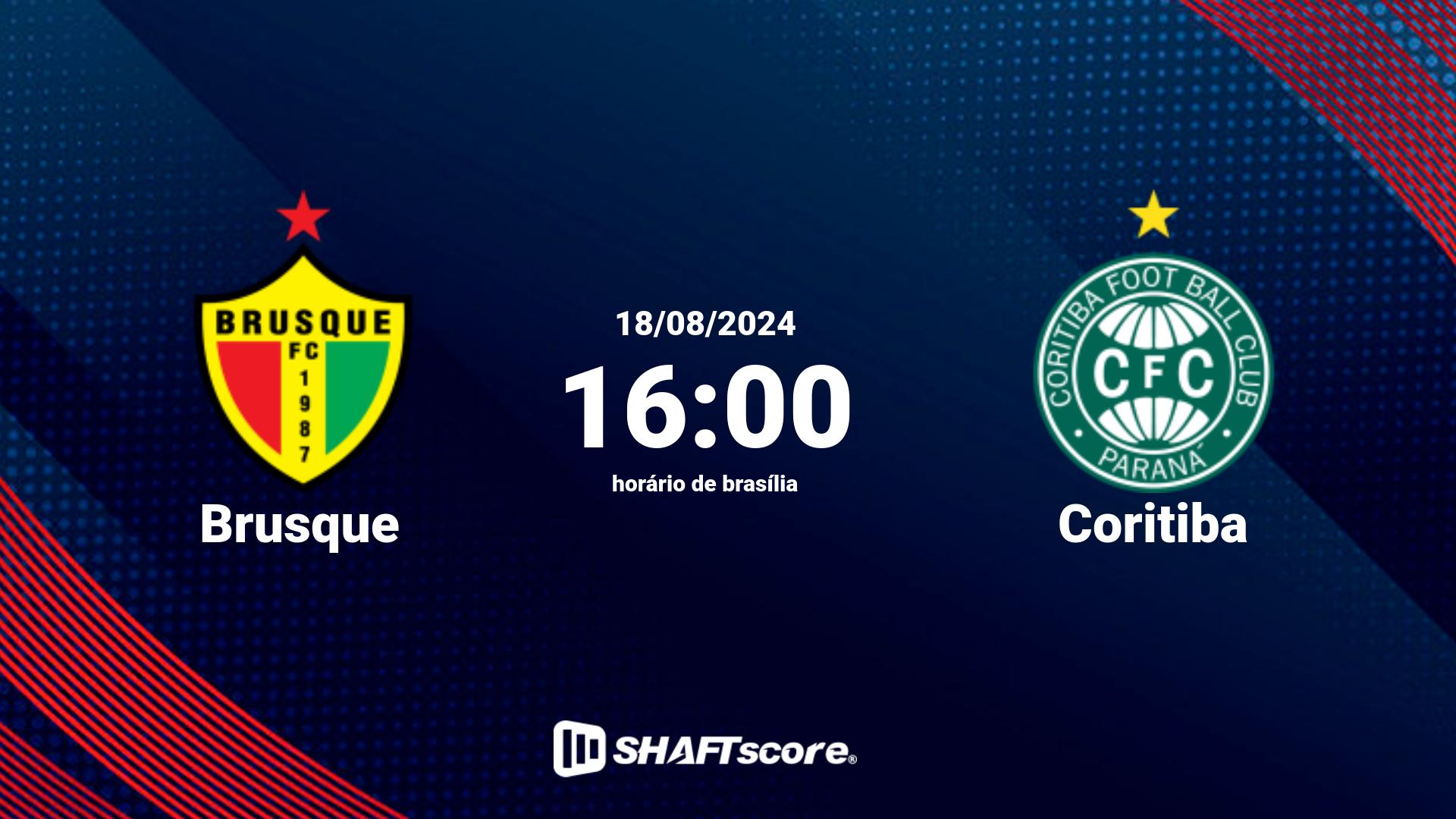 Estatísticas do jogo Brusque vs Coritiba 18.08 16:00