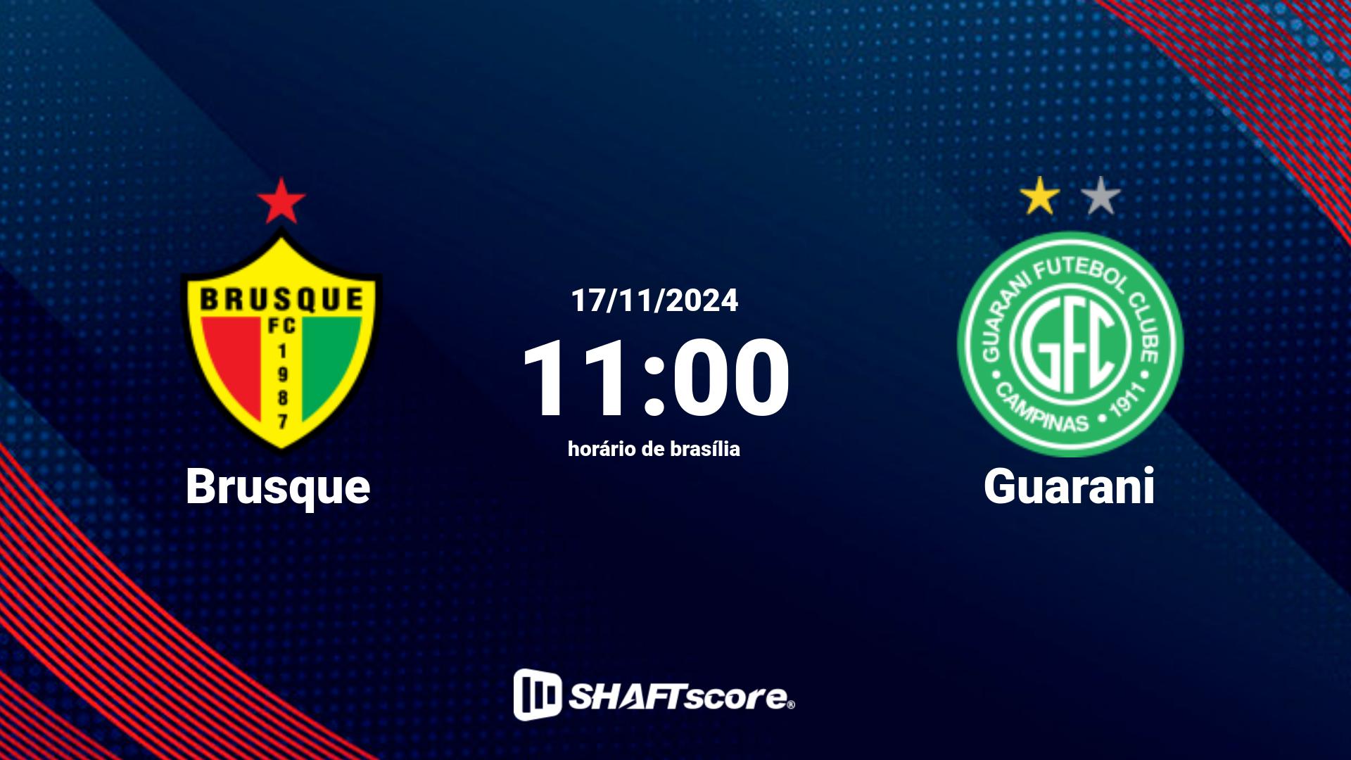 Estatísticas do jogo Brusque vs Guarani 17.11 11:00