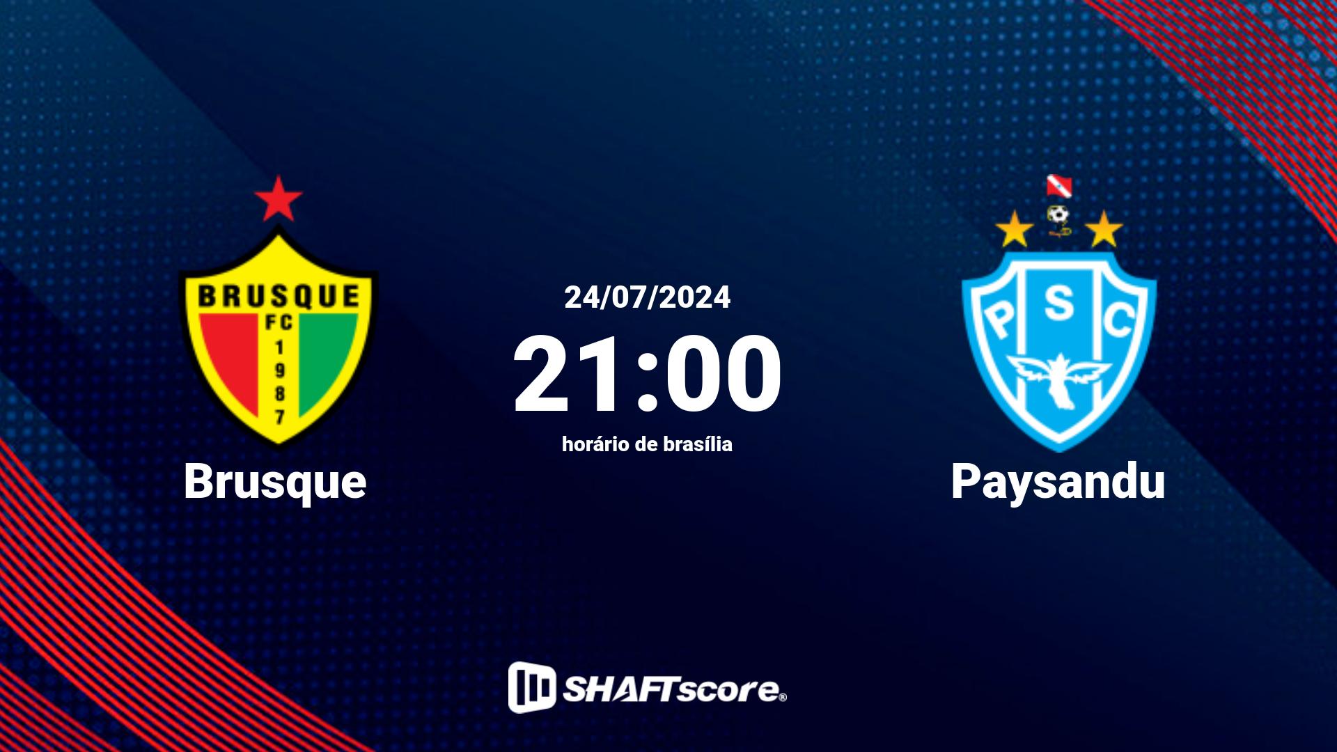 Estatísticas do jogo Brusque vs Paysandu 24.07 21:00
