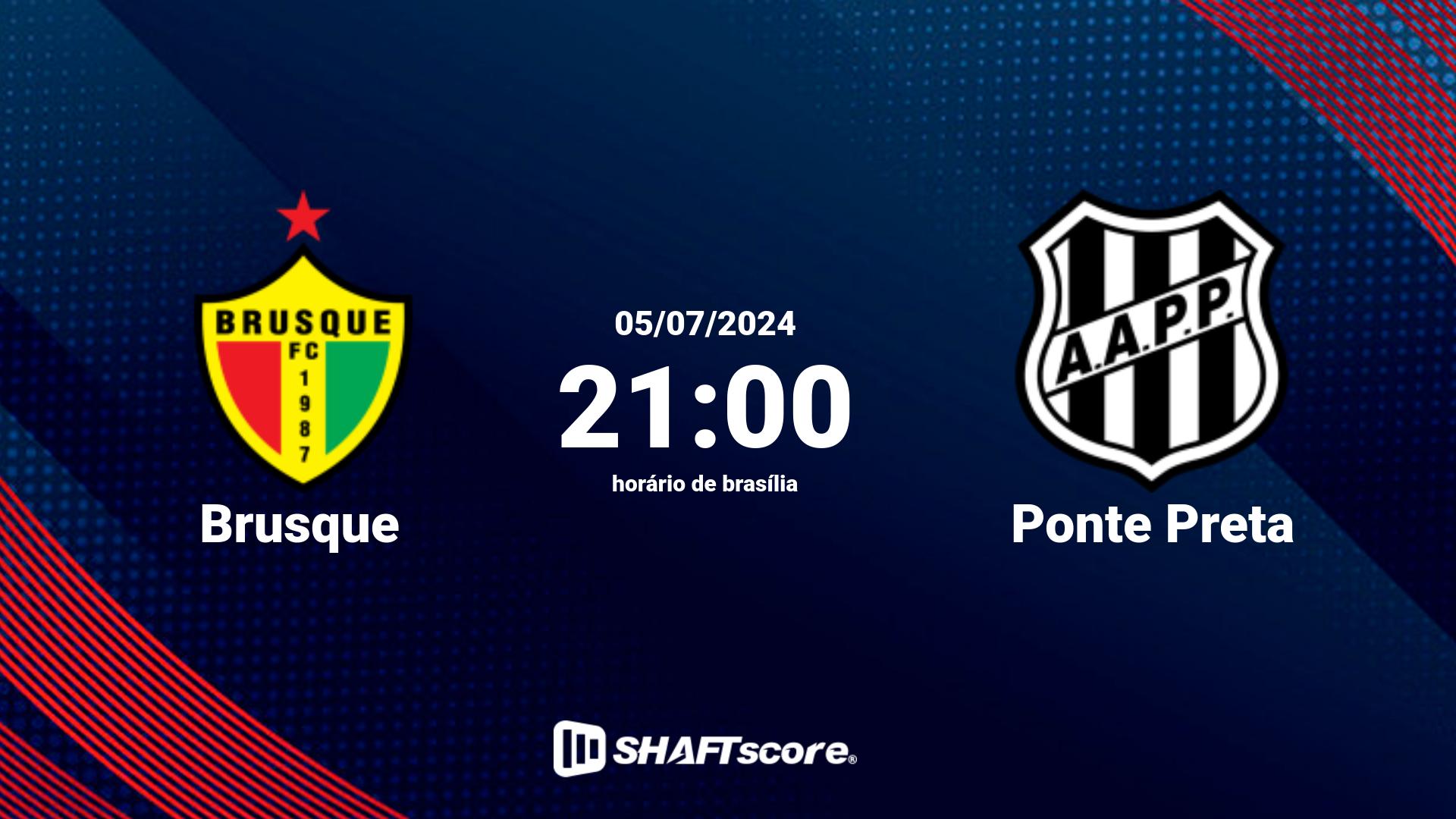 Estatísticas do jogo Brusque vs Ponte Preta 05.07 21:00