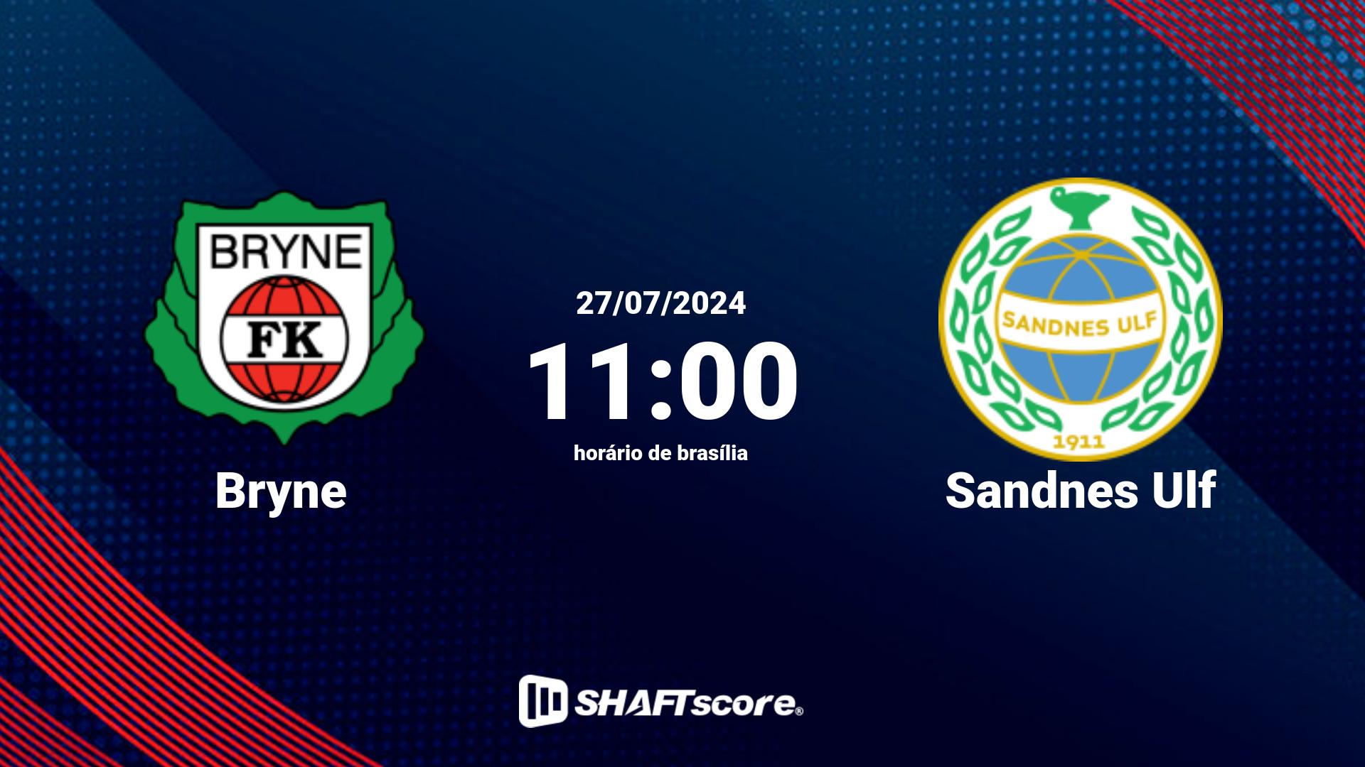 Estatísticas do jogo Bryne vs Sandnes Ulf 27.07 11:00