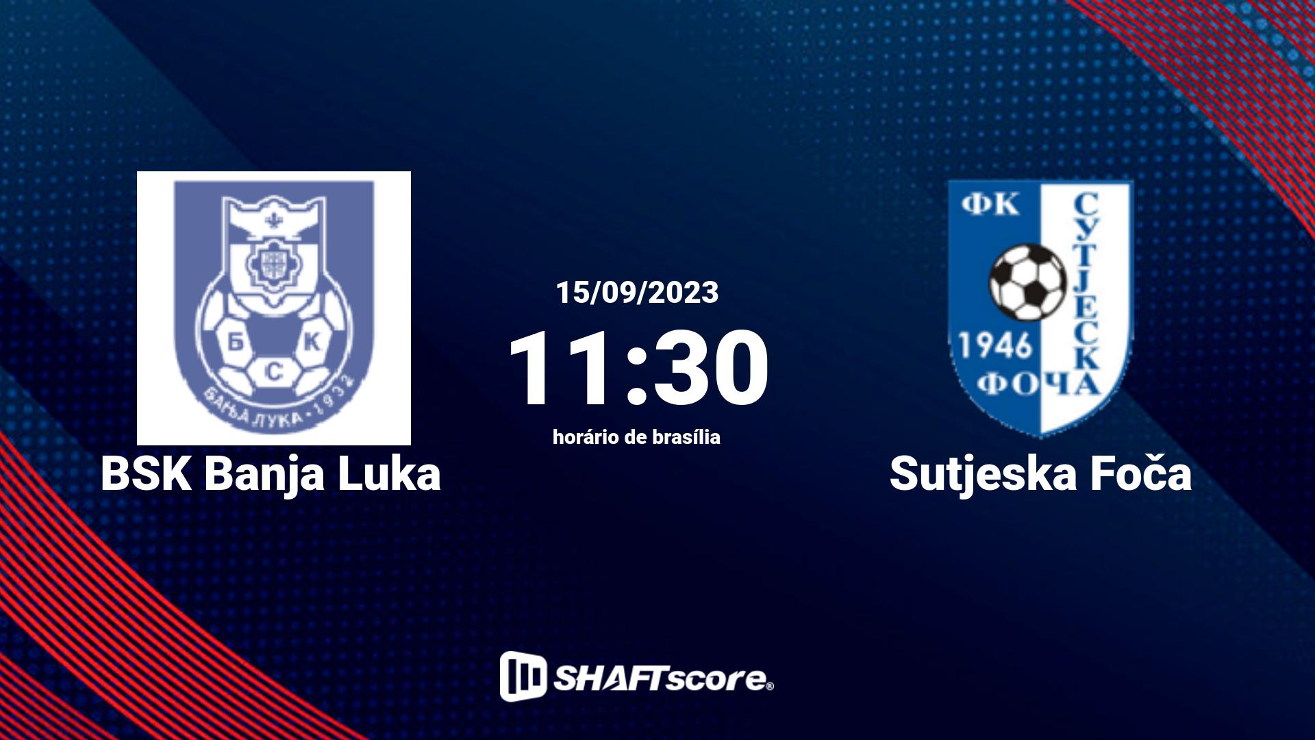 Estatísticas do jogo BSK Banja Luka vs Sutjeska Foča 15.09 11:30